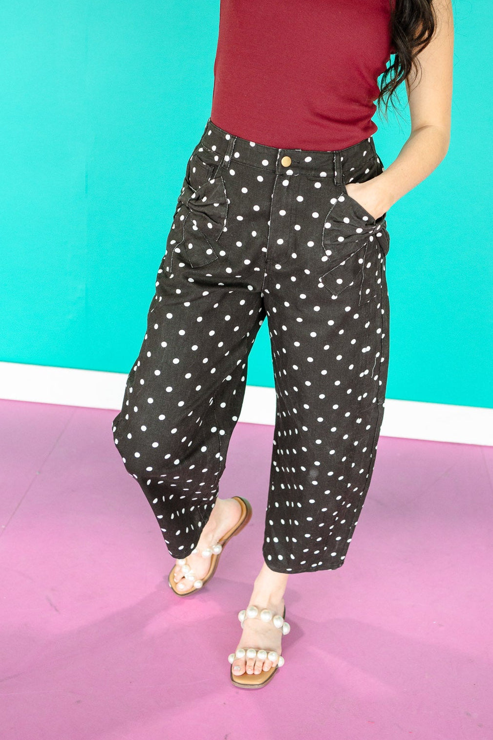 Marcella High-rise Dotted Denim Pants