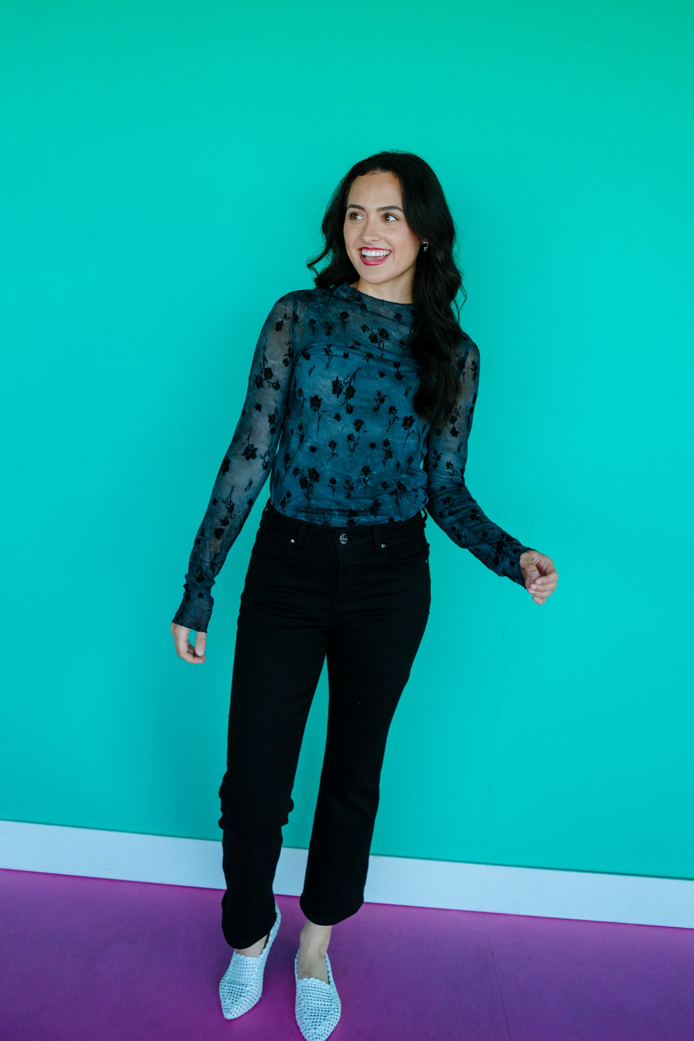 Aria Mesh Long Sleeve Top