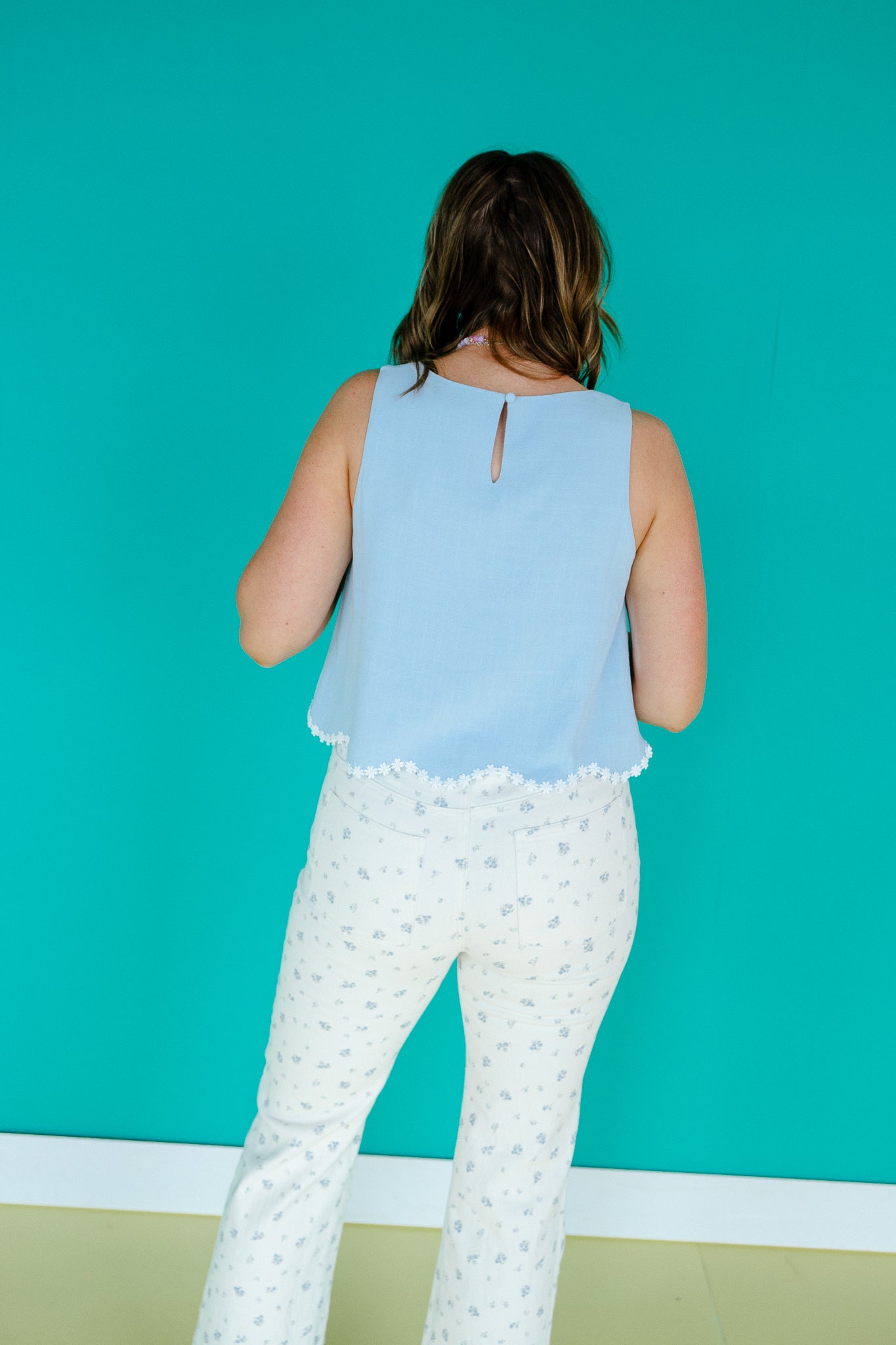Kortney Square Neck Tank - Powder Blue