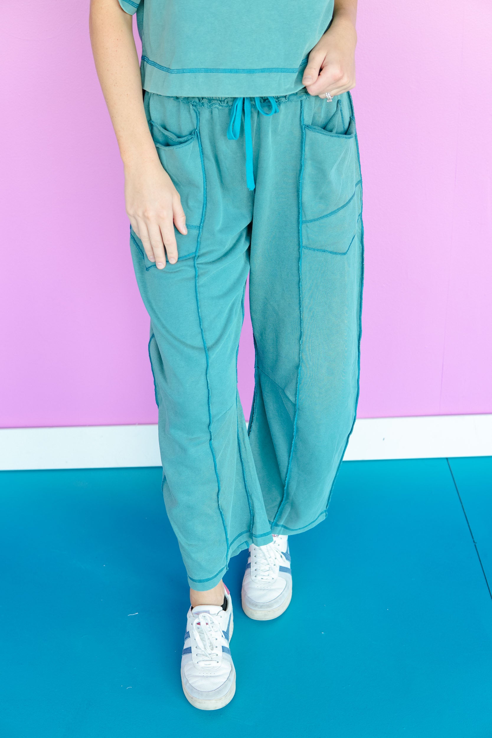 Double Dutch Raw Seam Relaxed Set - Stellar Teal