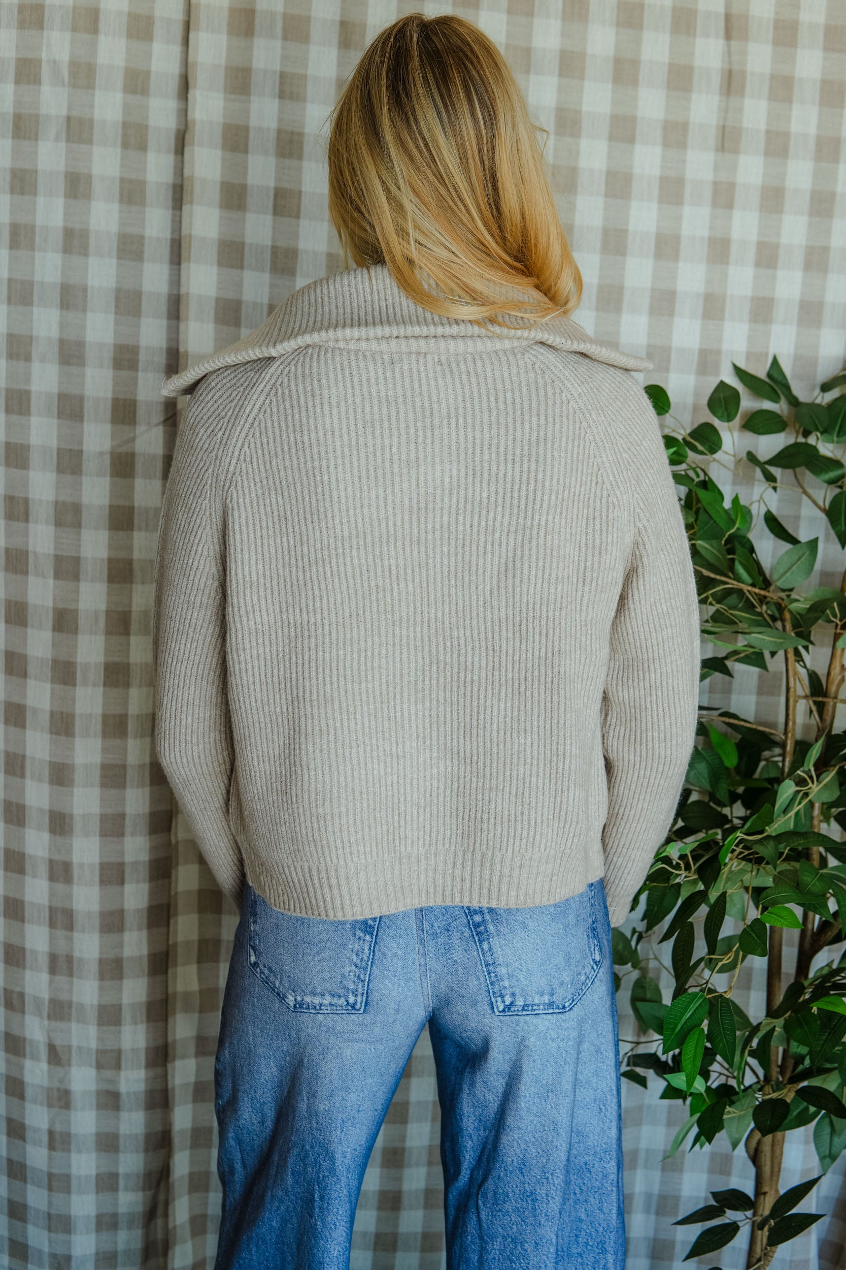Dream Lover Funnel Neck Cardigan - Light Khaki