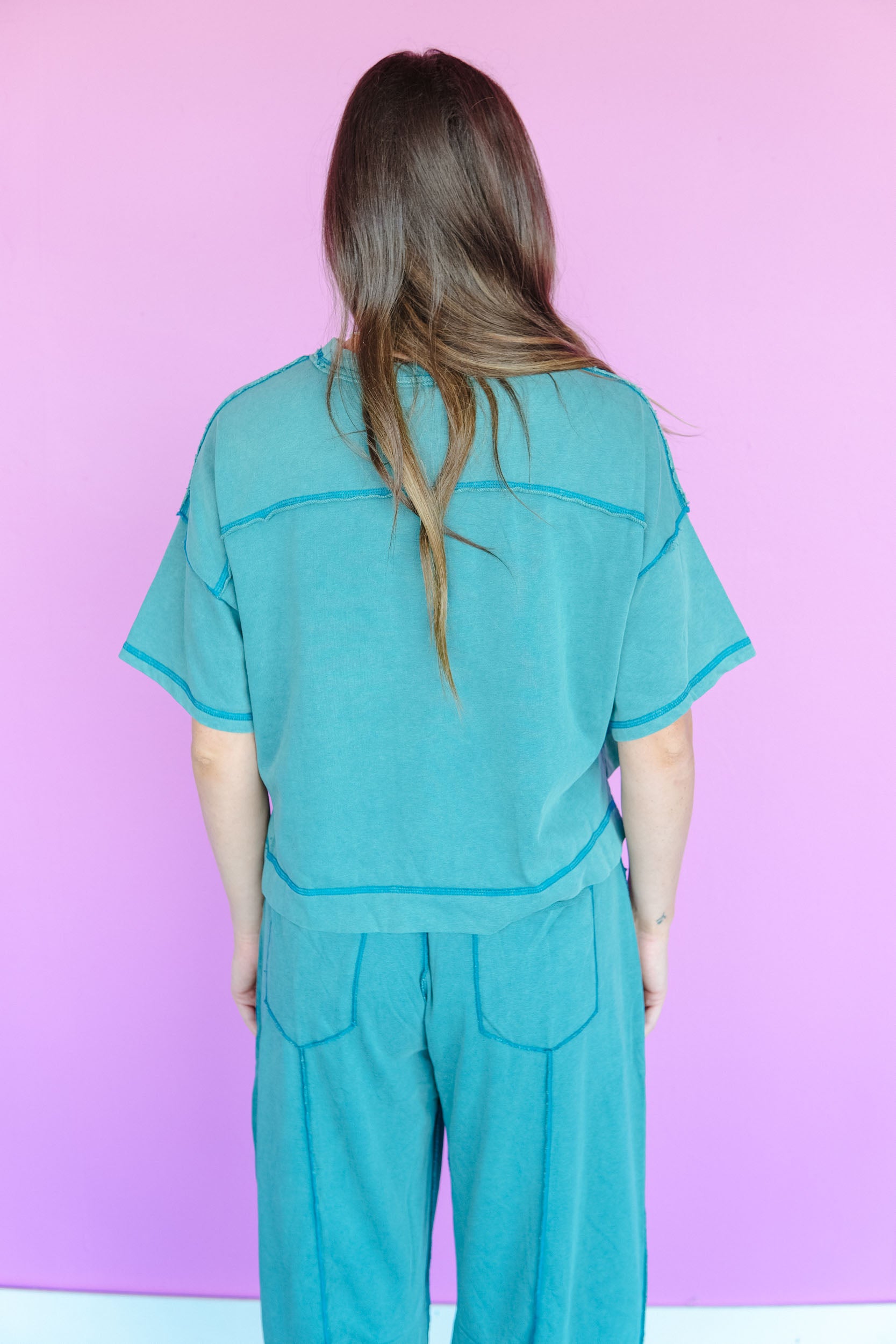 Double Dutch Raw Seam Relaxed Set - Stellar Teal