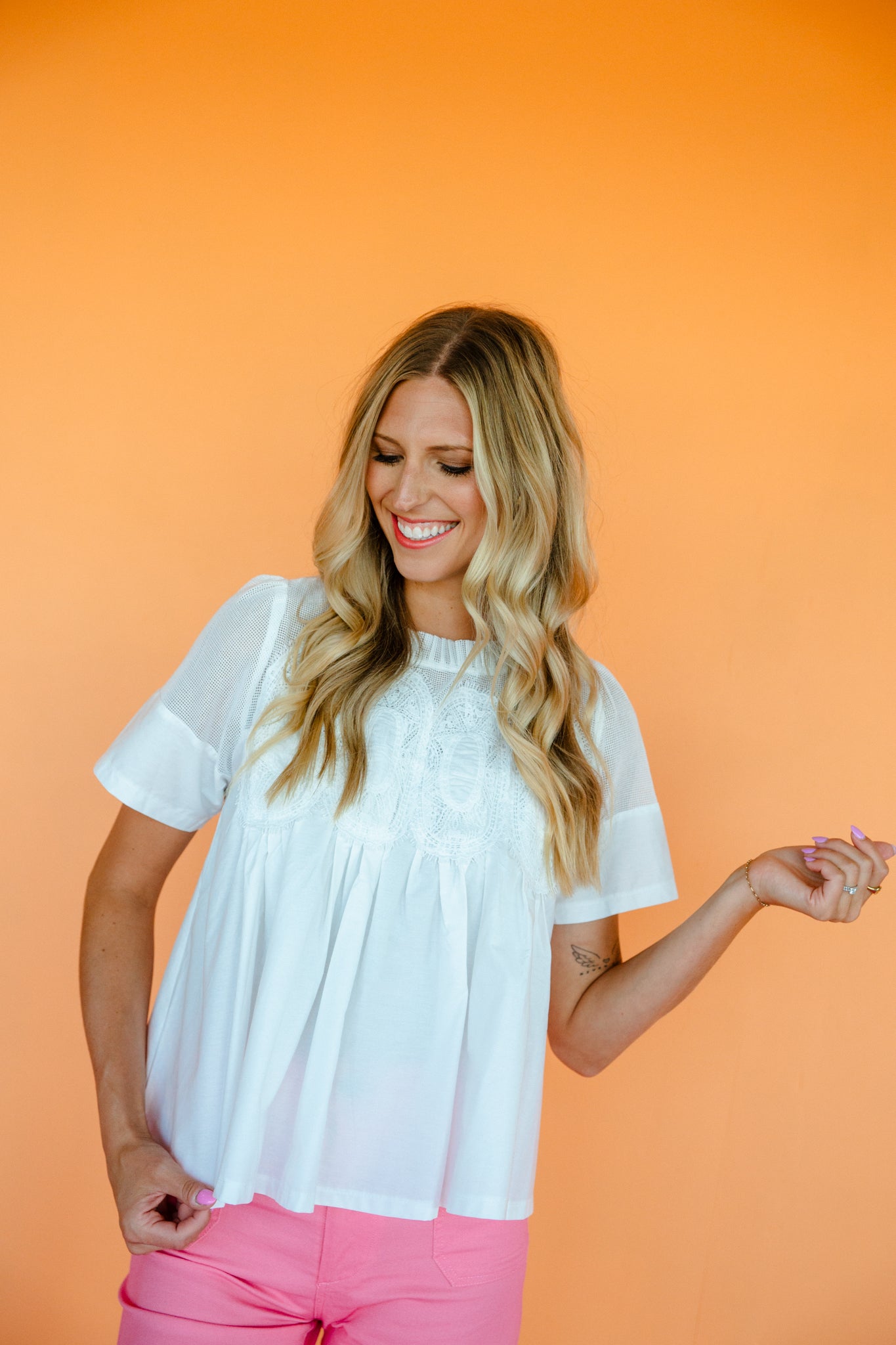 Haven Lace Detail Blouse - Soft White