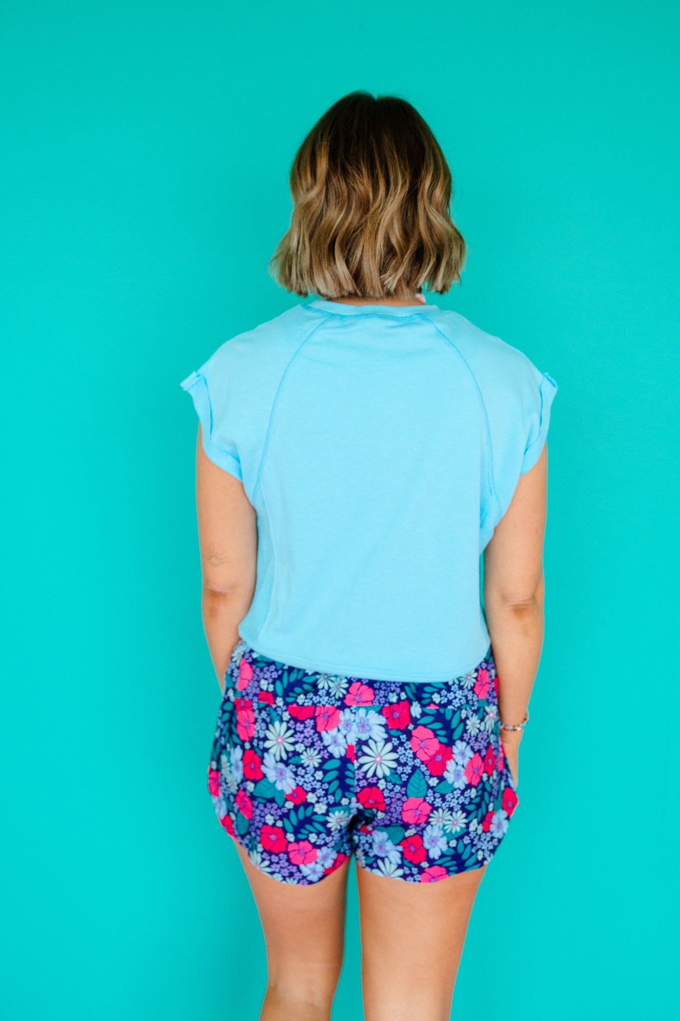 Delaney French Terry Cap Sleeve Top - Duck Egg