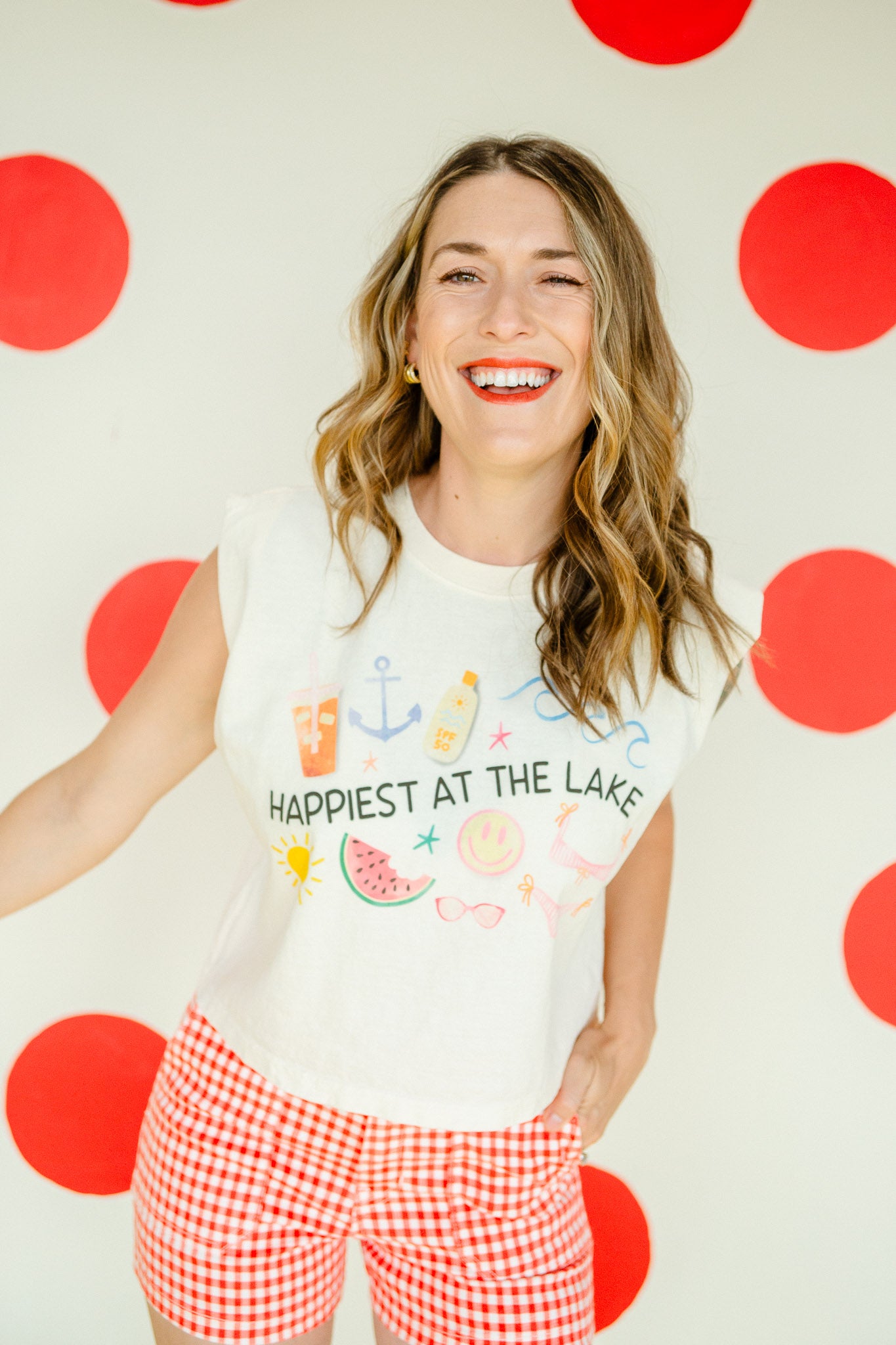 Happiest At The Lake Graphic Tank - Cream