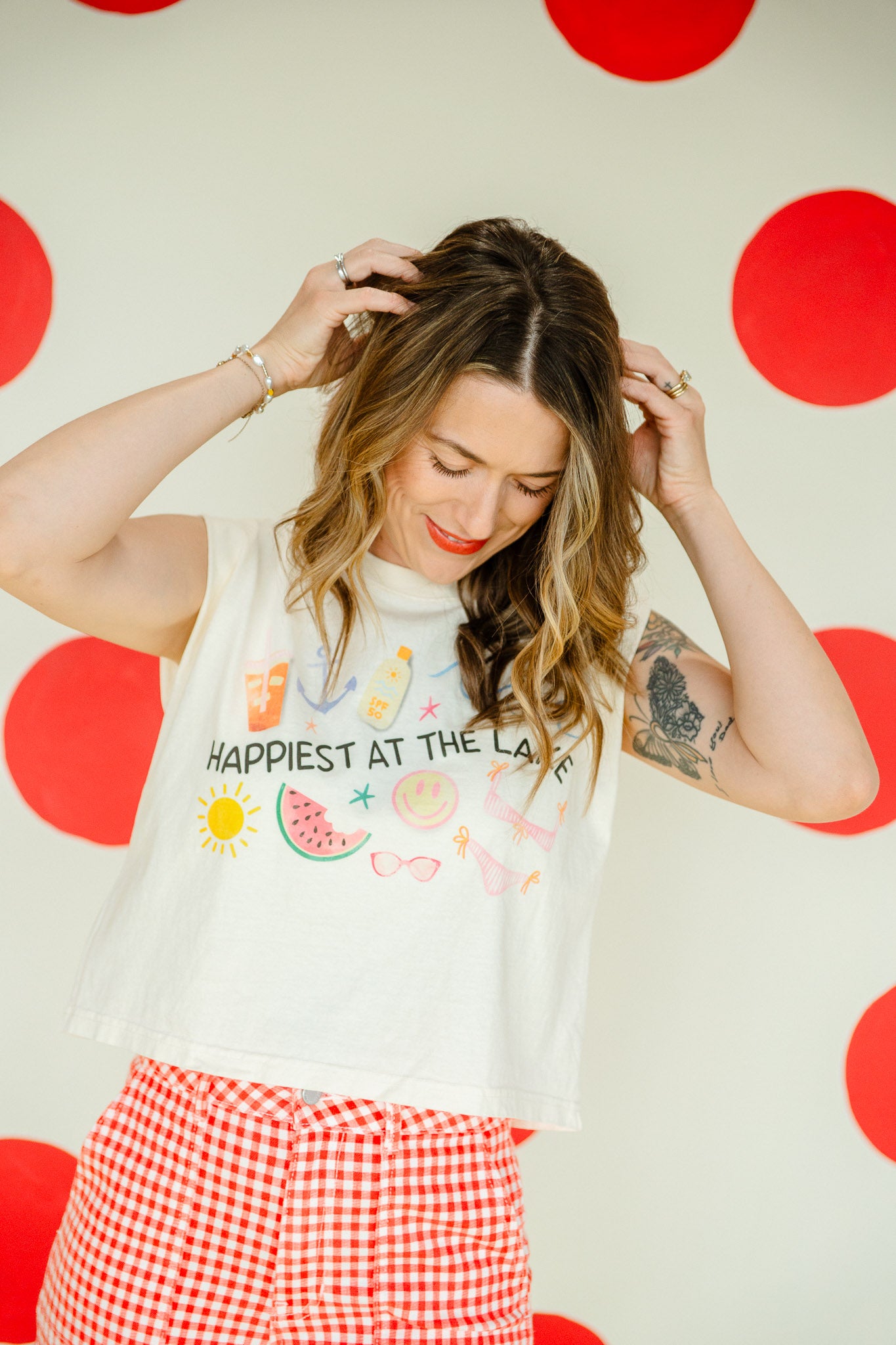 Happiest At The Lake Graphic Tank - Cream