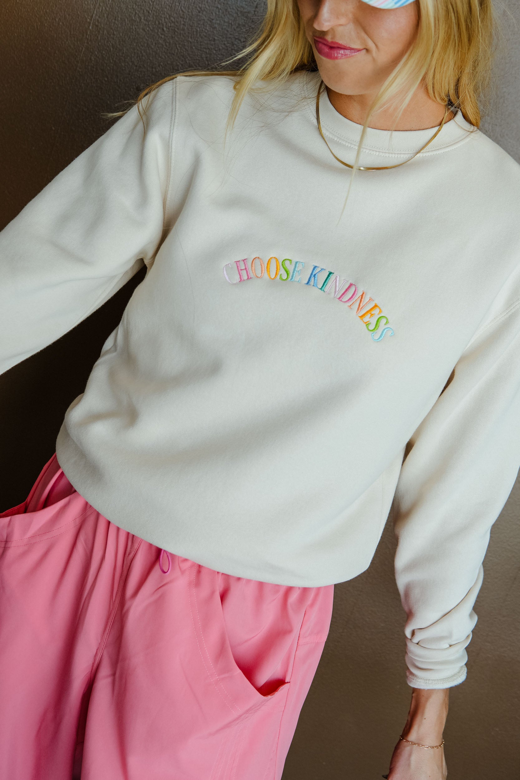 Choose Kindness Embroidered Sweatshirt - Oatmeal