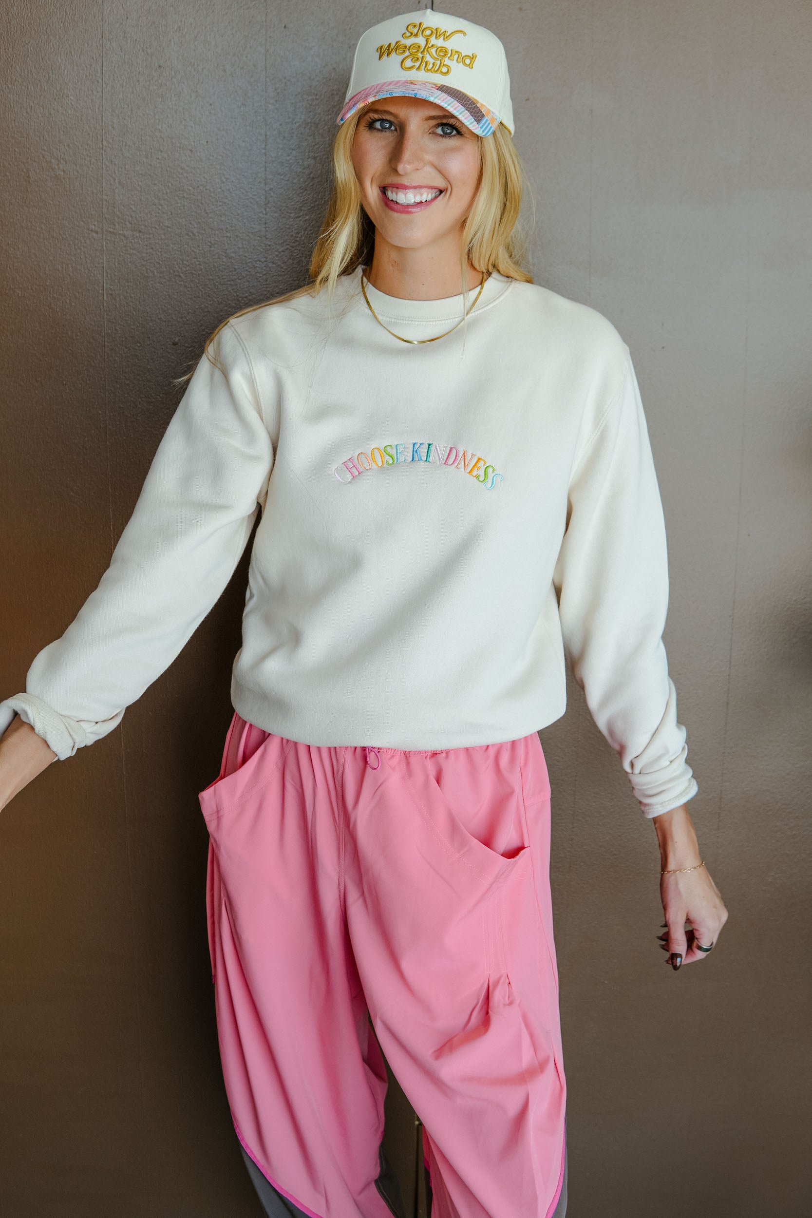 Choose Kindness Embroidered Sweatshirt - Oatmeal