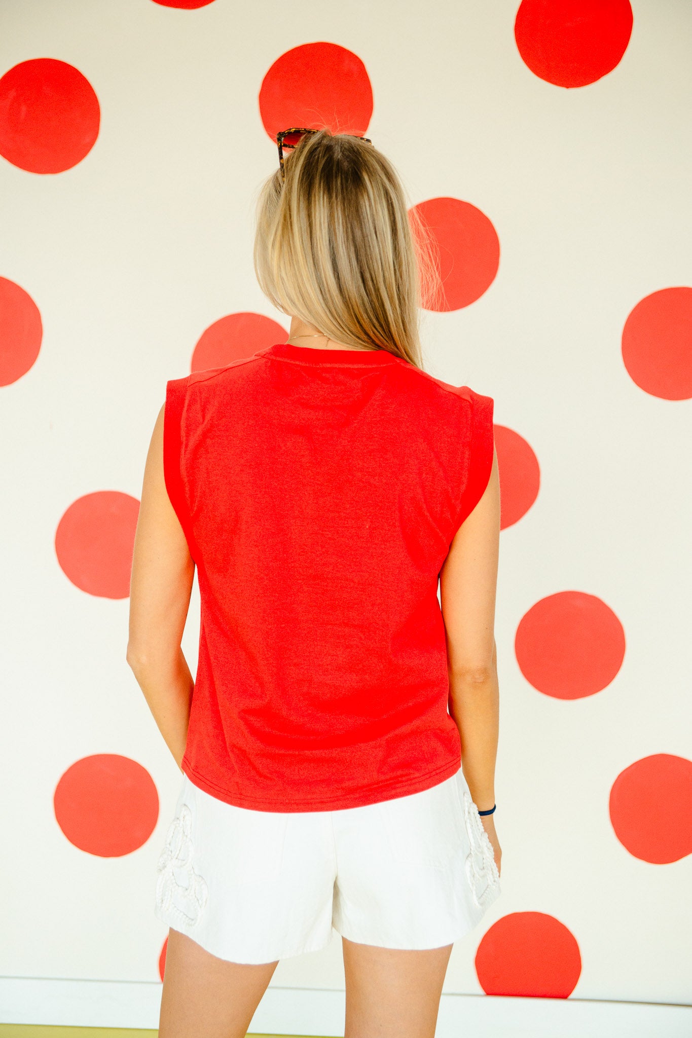 Garden Party Graphic Tank - Coral Red