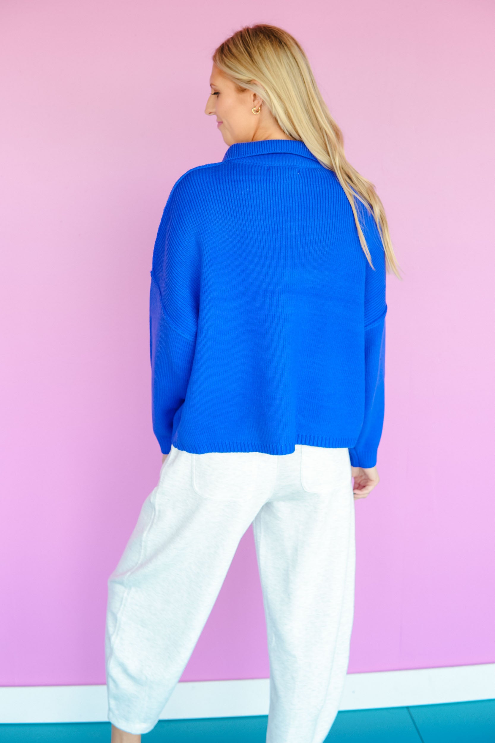 Weekend Mode Button Up Cardigan - Vibrant Vibrant Bright Navy
