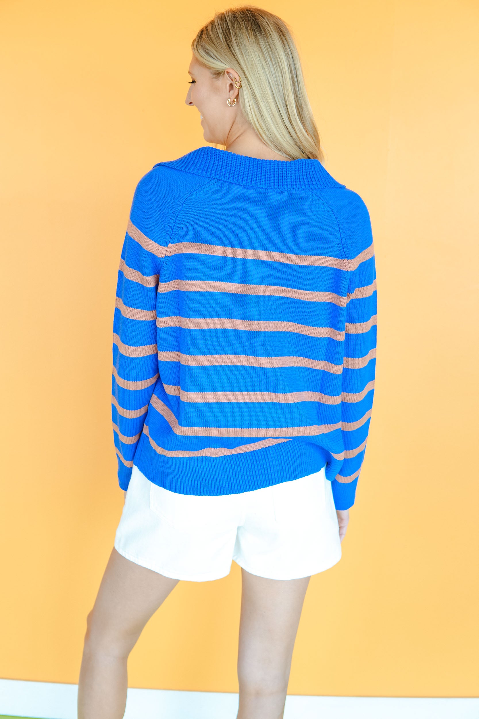 Fall in Line Striped Quarter Zip - Heliotrope