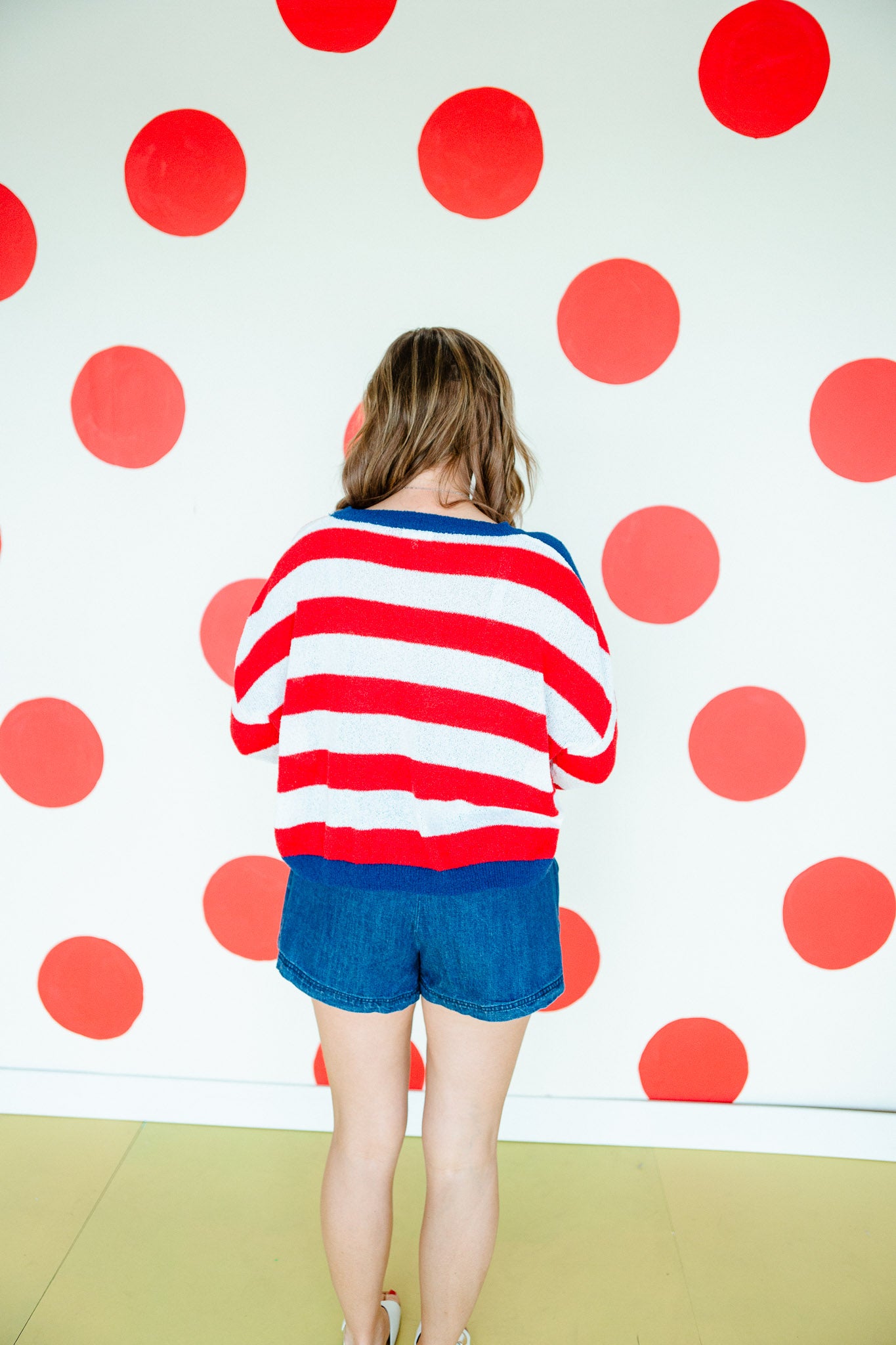 Stars and Stripes Knit Sweater - Navy + Cool Red