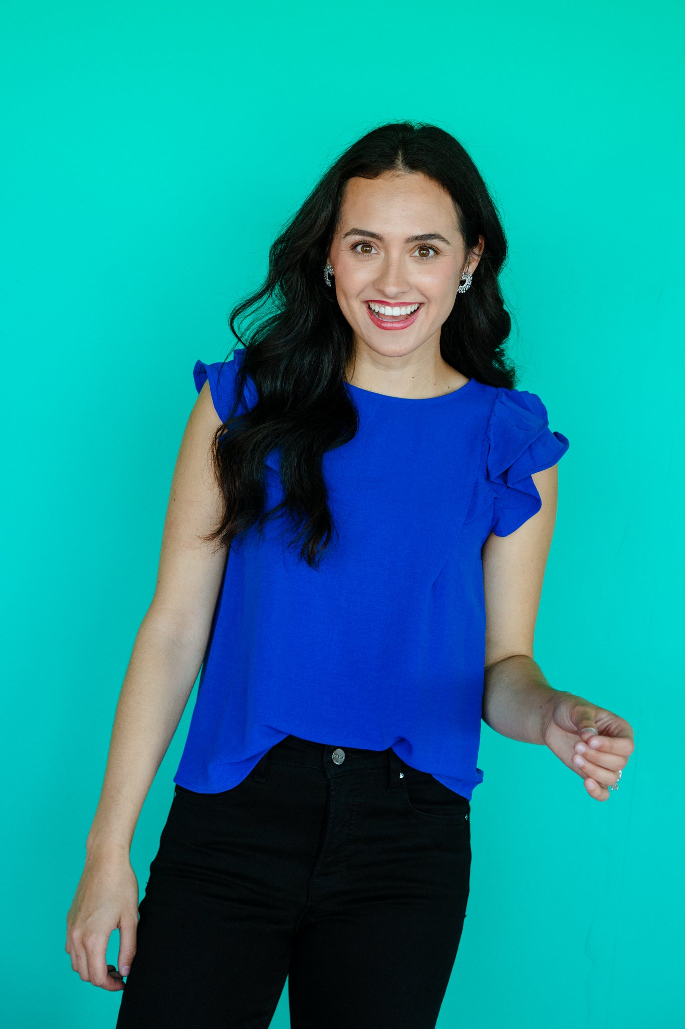 Vanessa Round Neck Ruffle Top