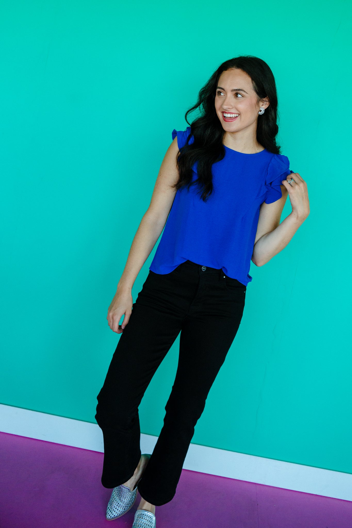 Vanessa Round Neck Ruffle Top