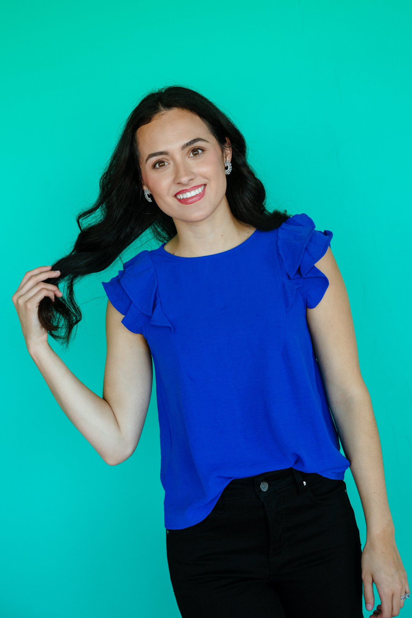 Vanessa Round Neck Ruffle Top