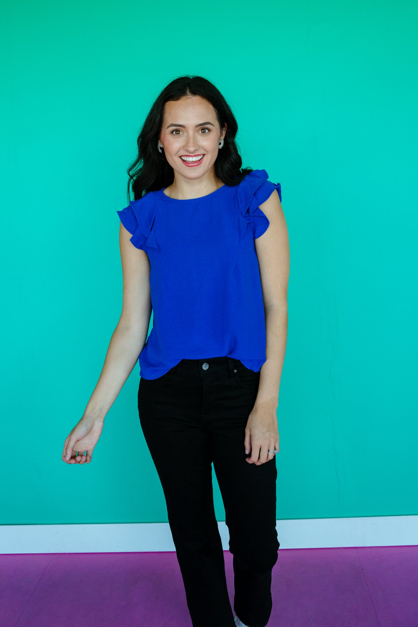 Vanessa Round Neck Ruffle Top