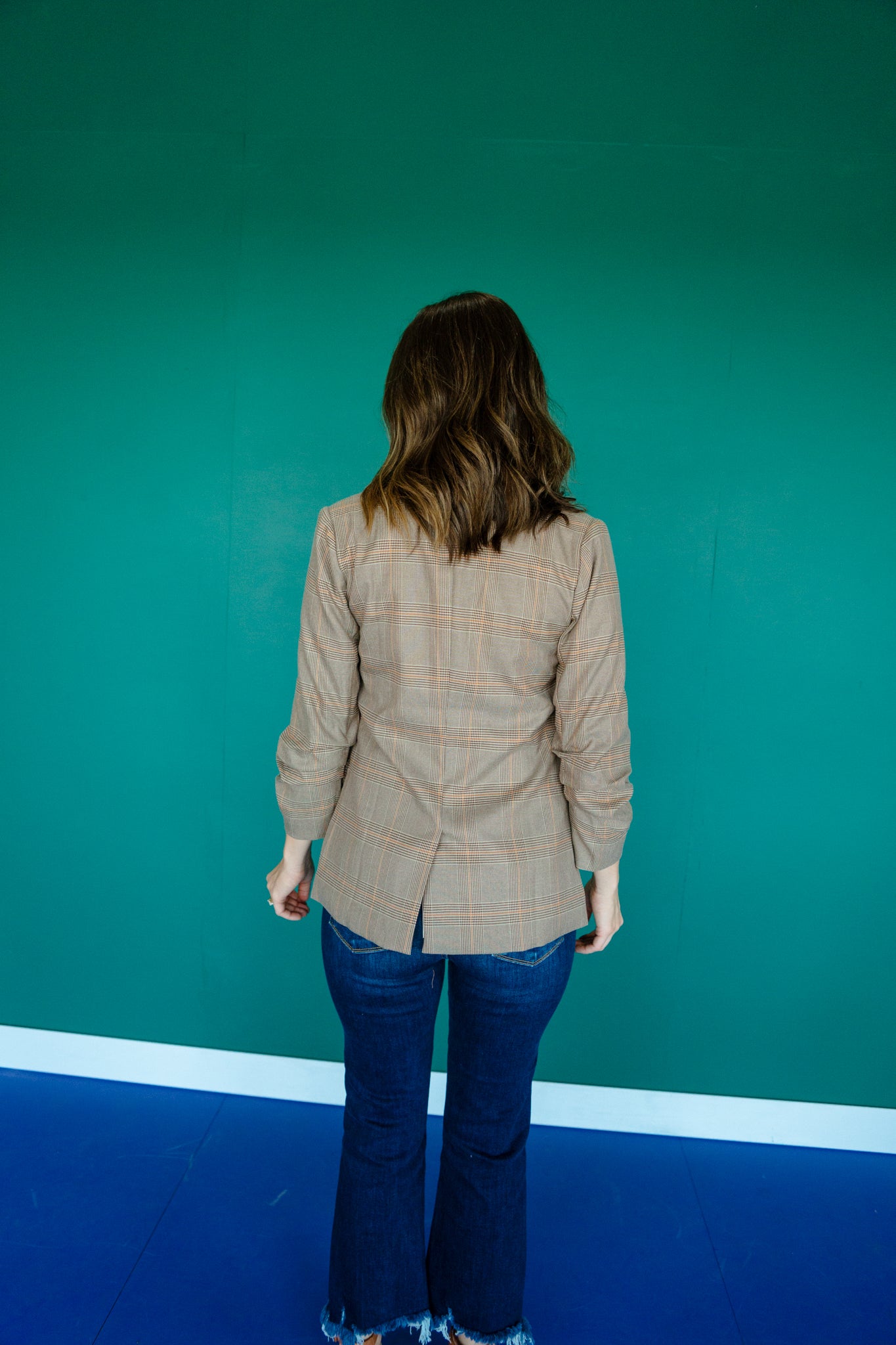 Verona Plaid Blazer - Coffee + Amber