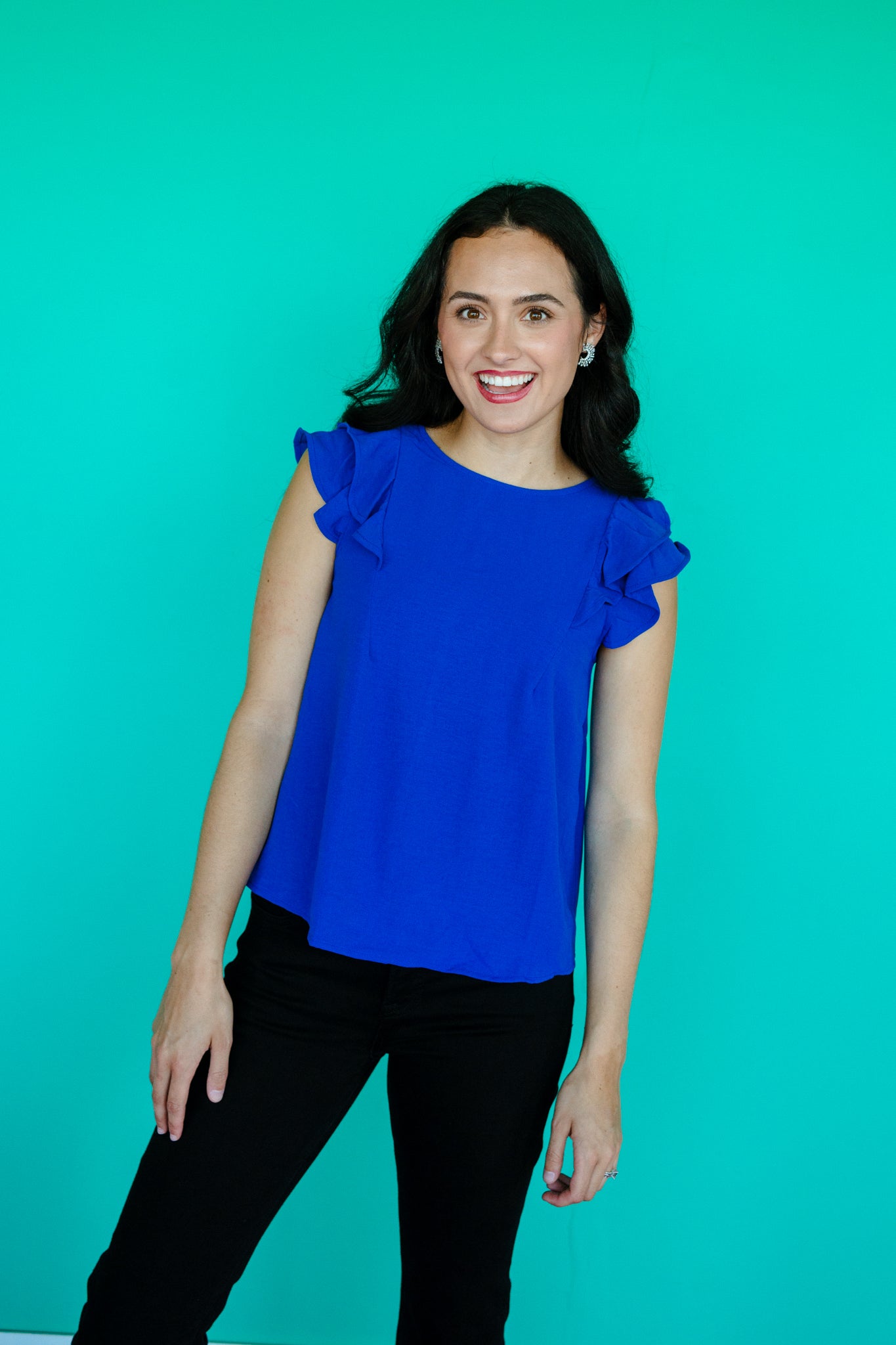 Vanessa Round Neck Ruffle Top