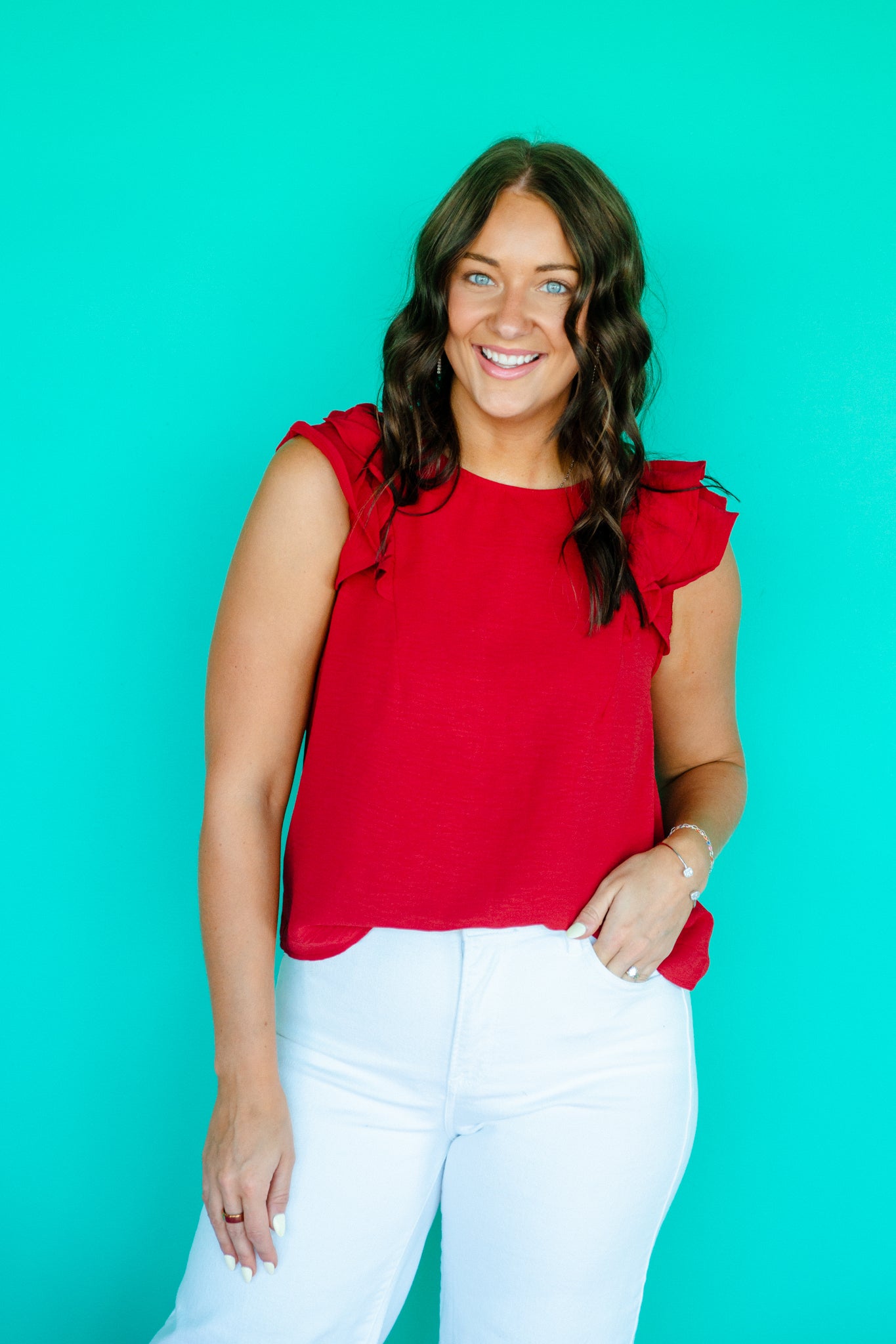 Vanessa Round Neck Ruffle Top