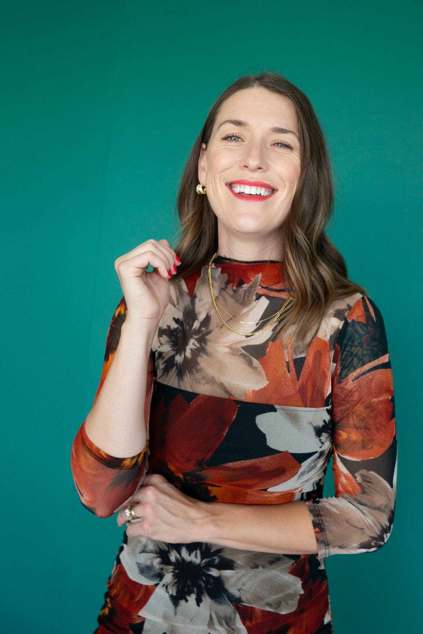 Katie Ruched Mesh Midi Dress - Rust + Chestnut