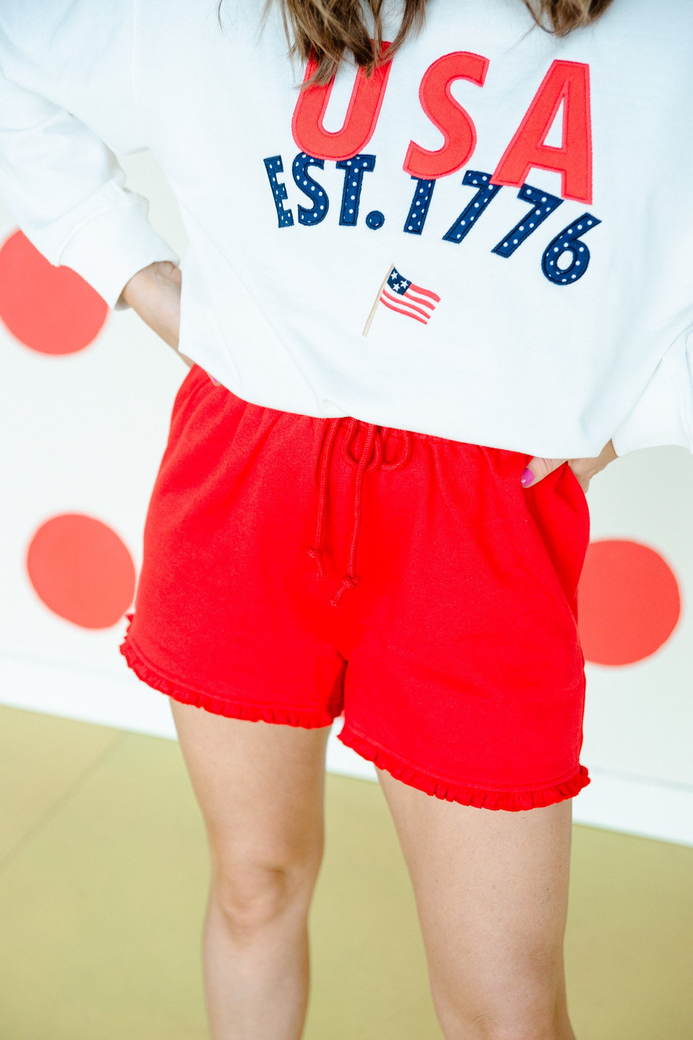 Kora Ruffle Hem Shorts - True Red