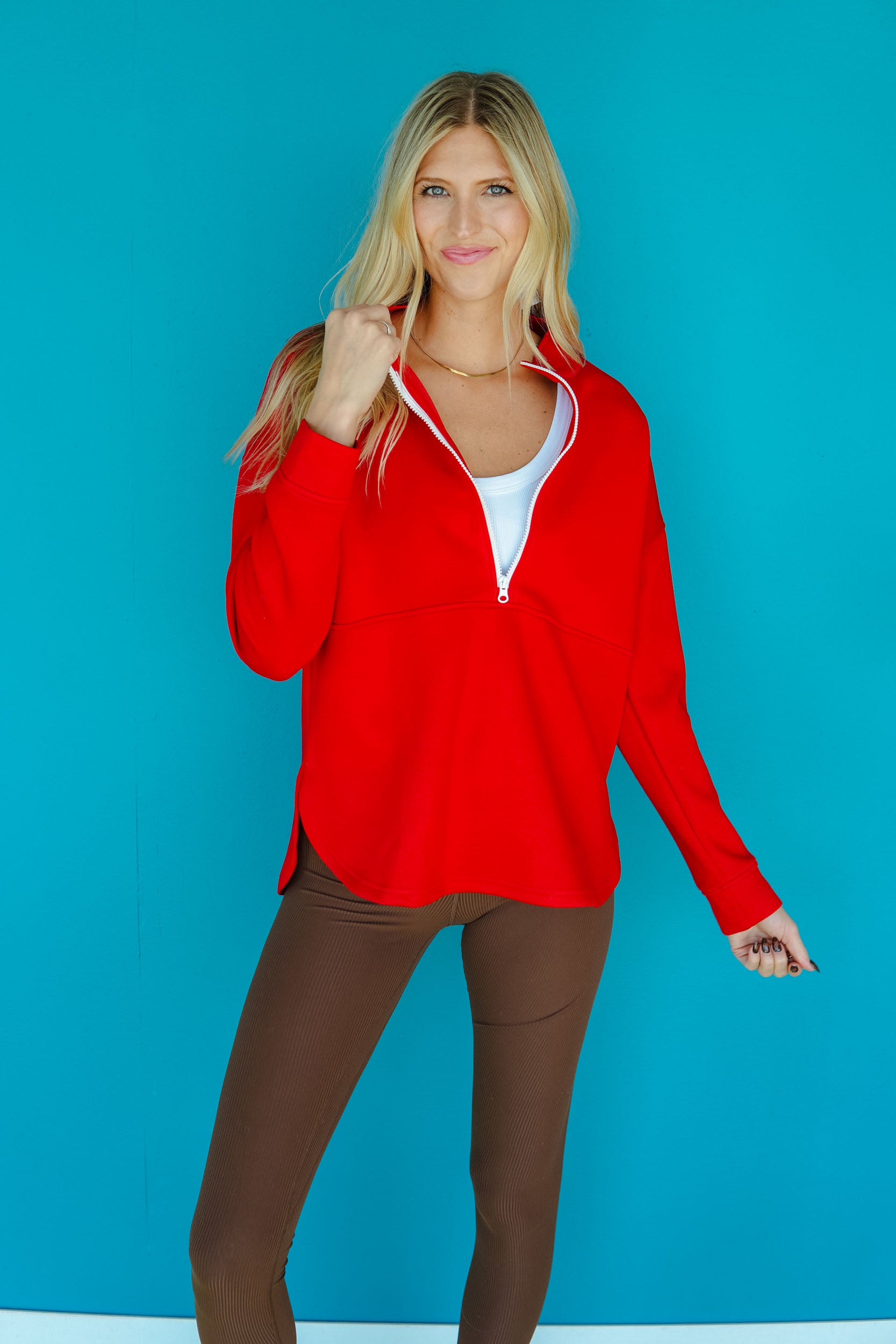 [Ellevate Basic] Adela 3.0 Pullover -True Red + White