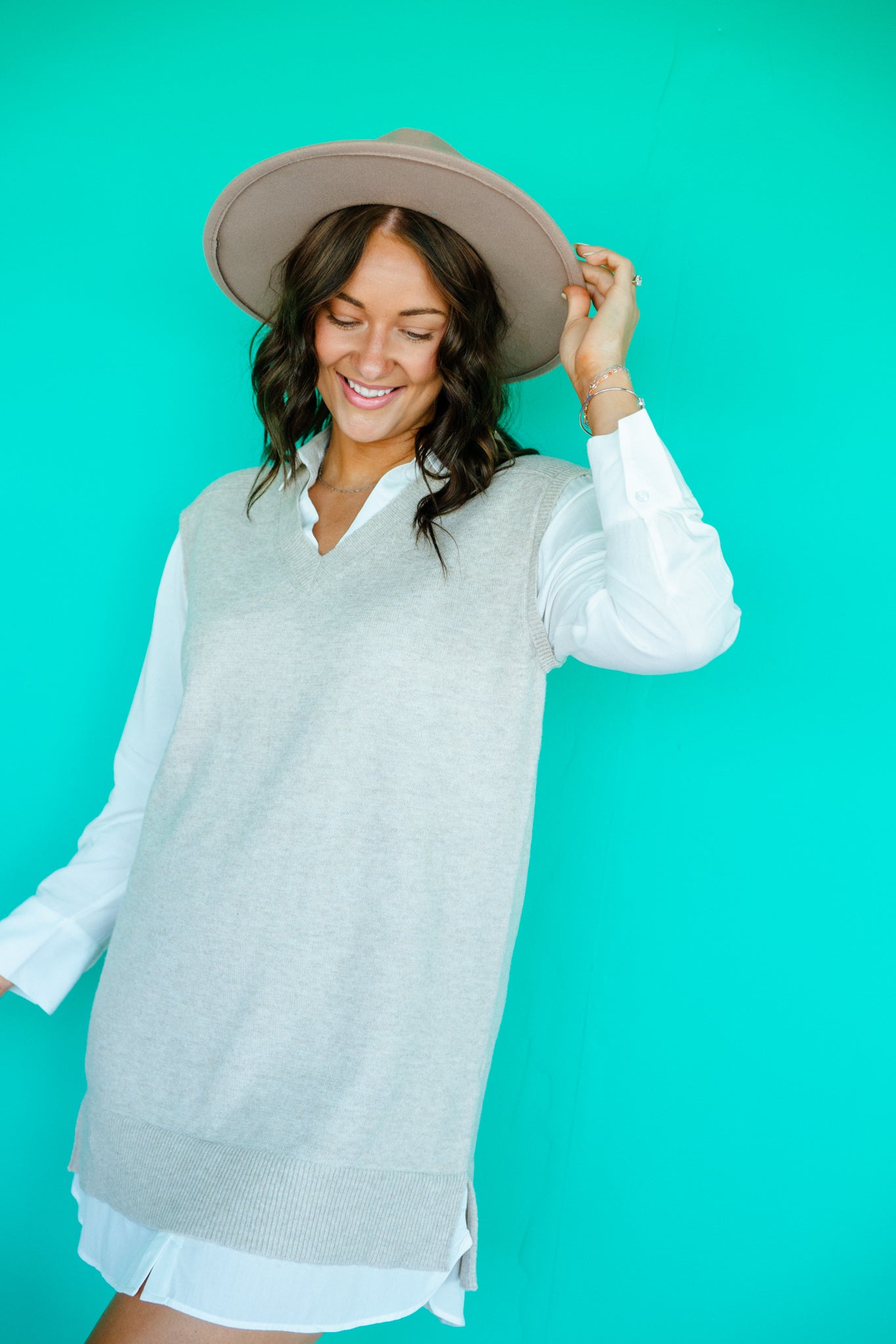 Olivia Shirt Mini Dress - Mushroom