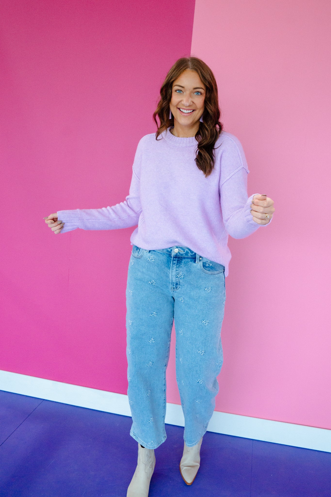 Carrie Crewneck Sweater - Lavender