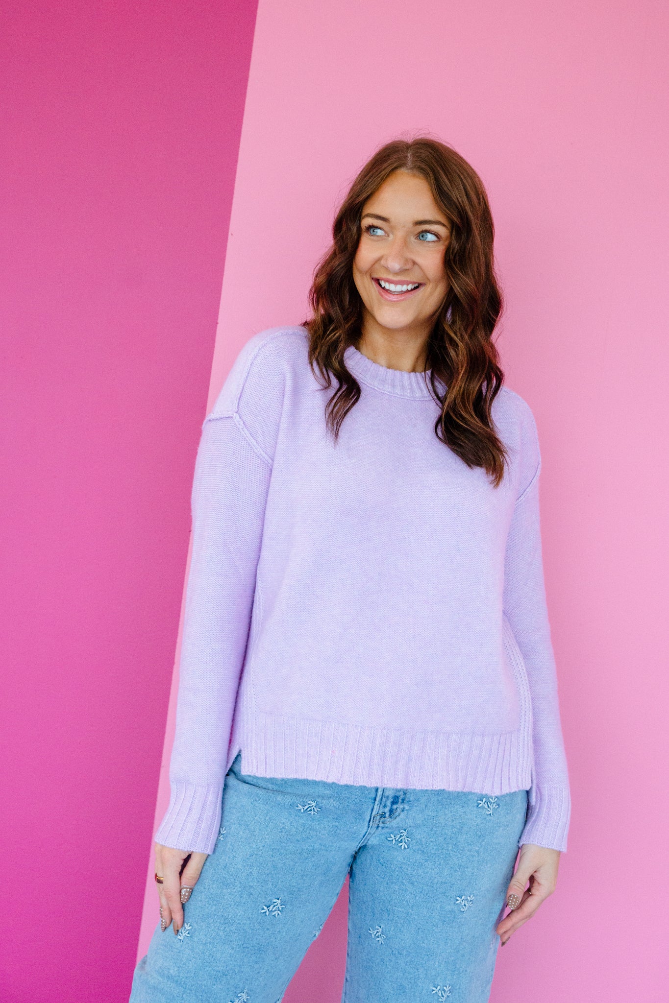 Carrie Crewneck Sweater - Lavender