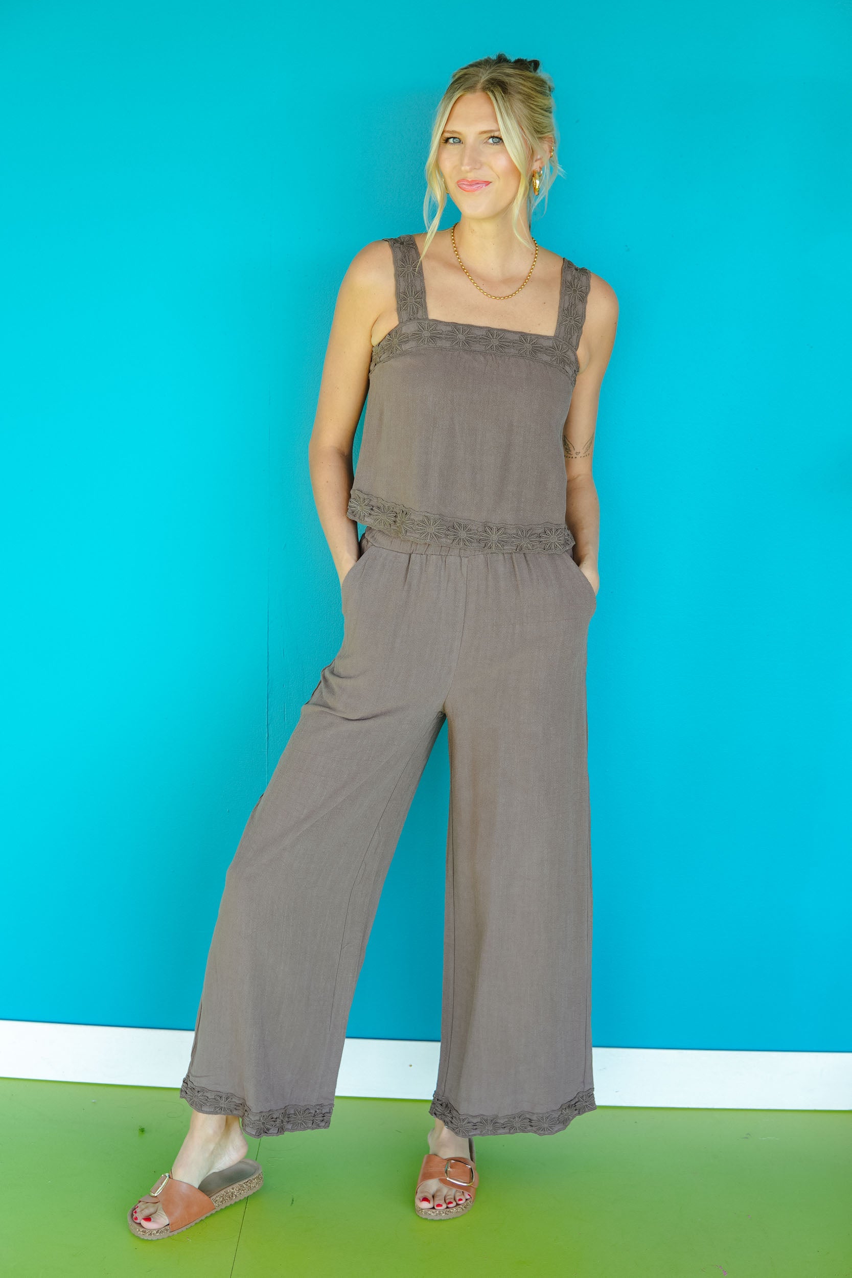 Mocha Moon Pant Set - Cool Brown