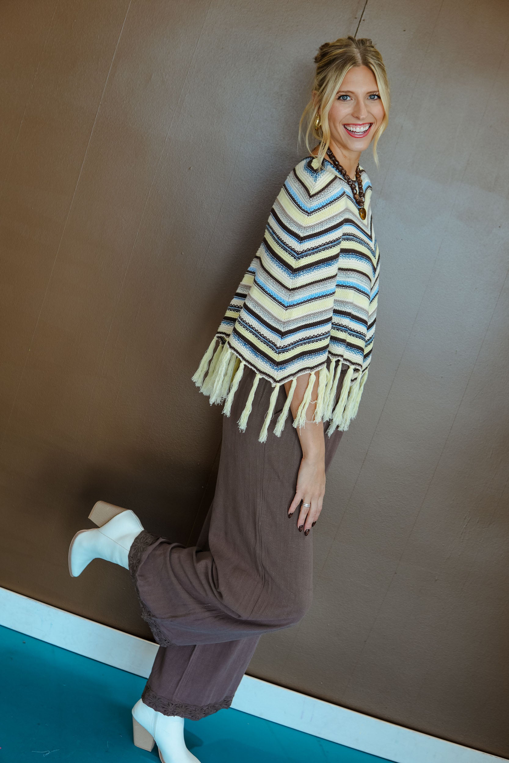 Golden Hour Striped Poncho