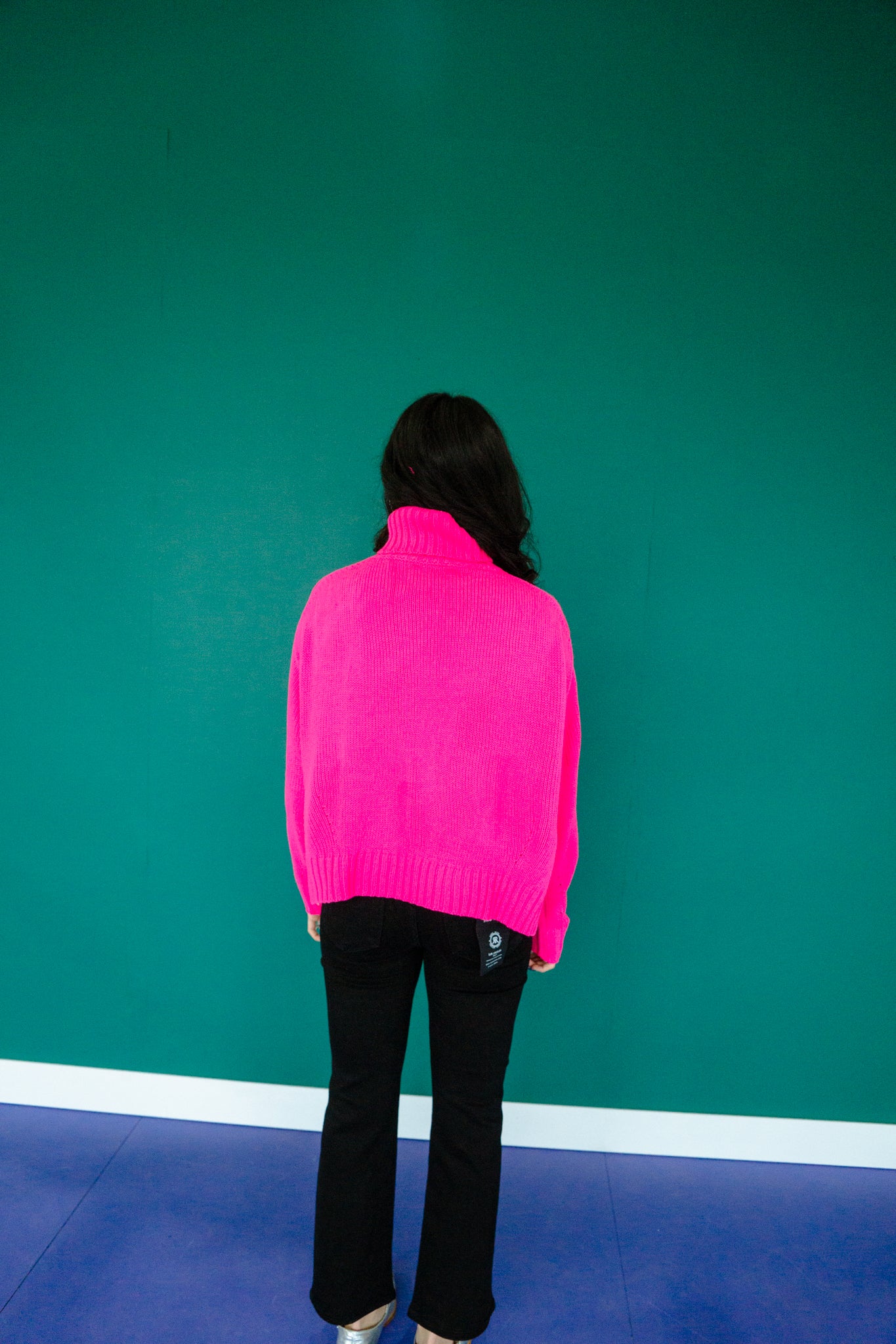 Sandie Side Slit Turtleneck - Hot Pink