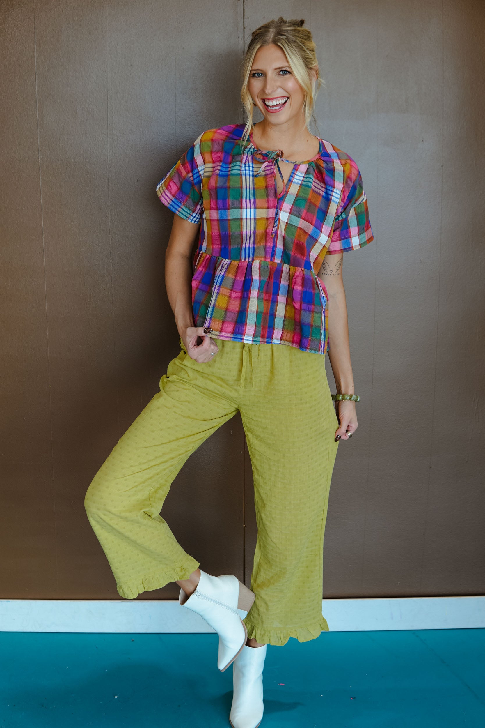 Lime Light Polka Dot Pants - Light Lime