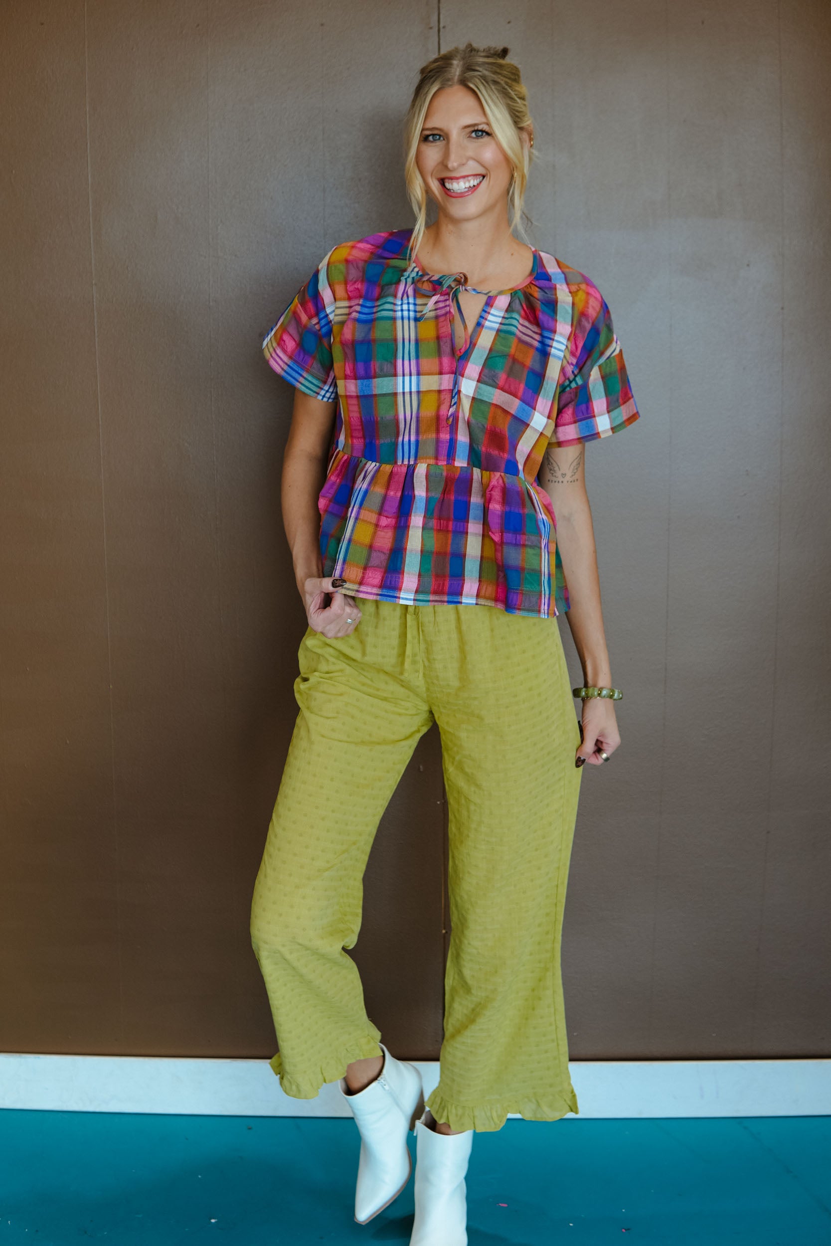 Lime Light Polka Dot Pants - Light Lime