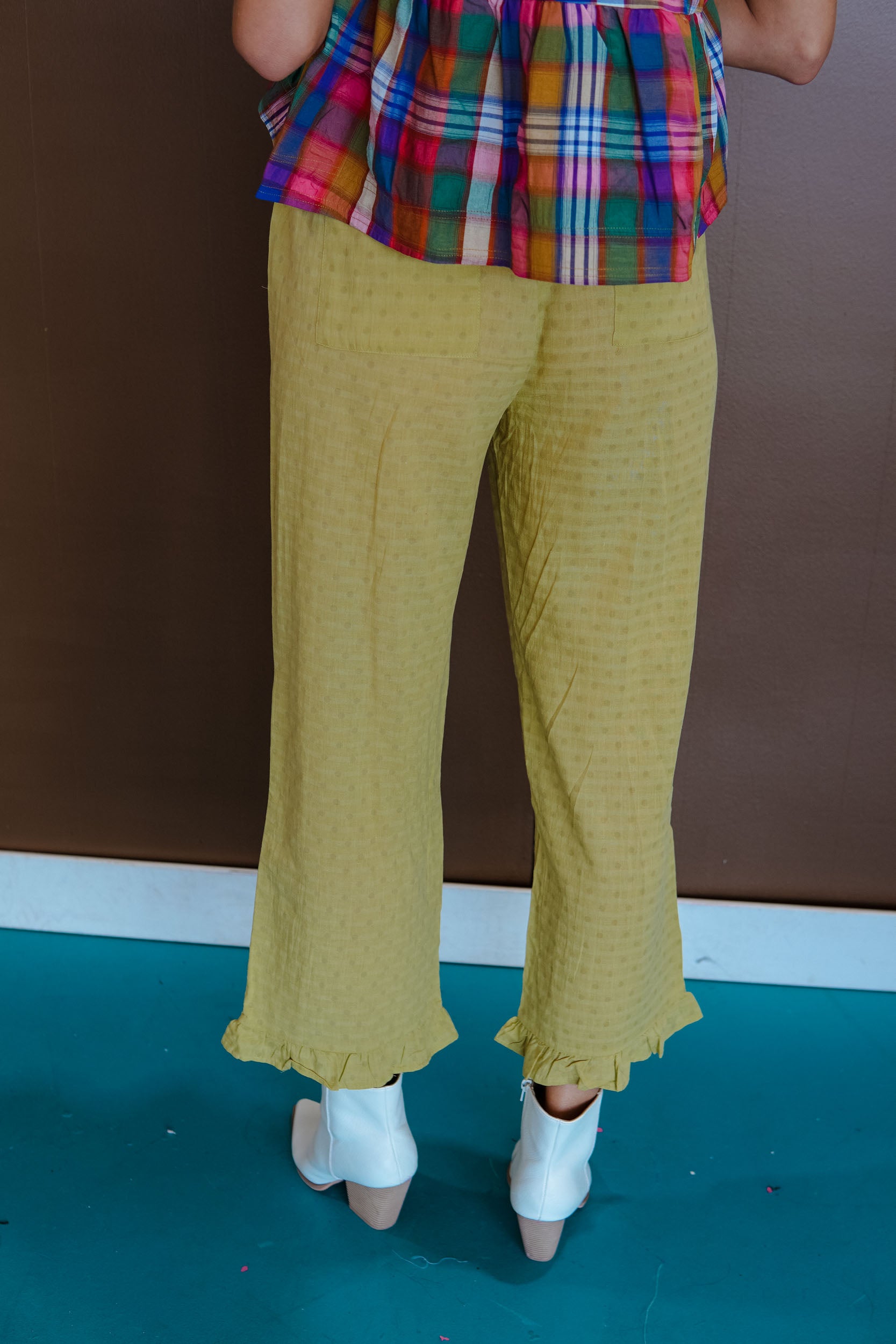 Lime Light Polka Dot Pants - Light Lime
