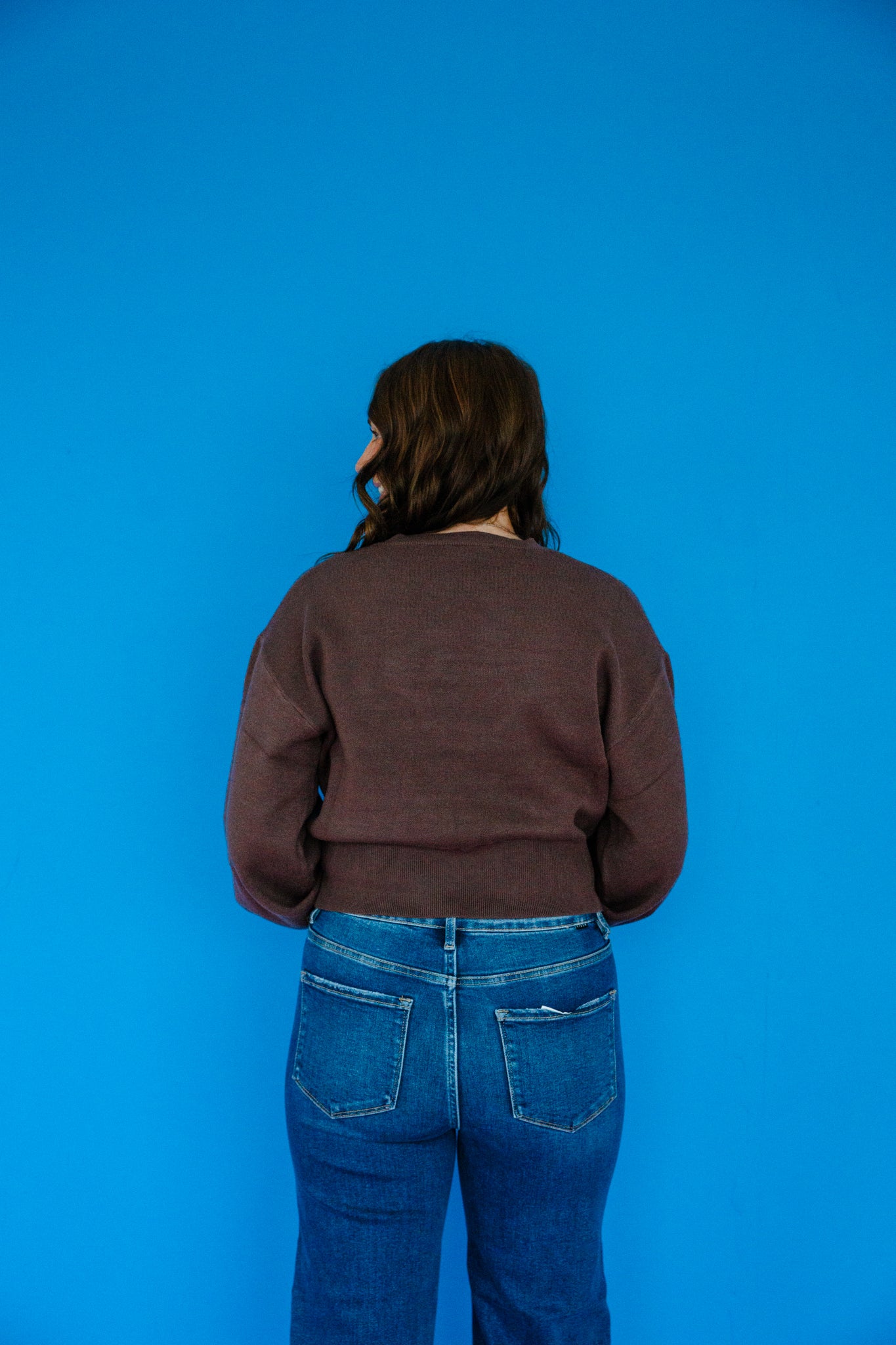 Raya Balloon Sleeve Sweater - Rose Brown + Lavender