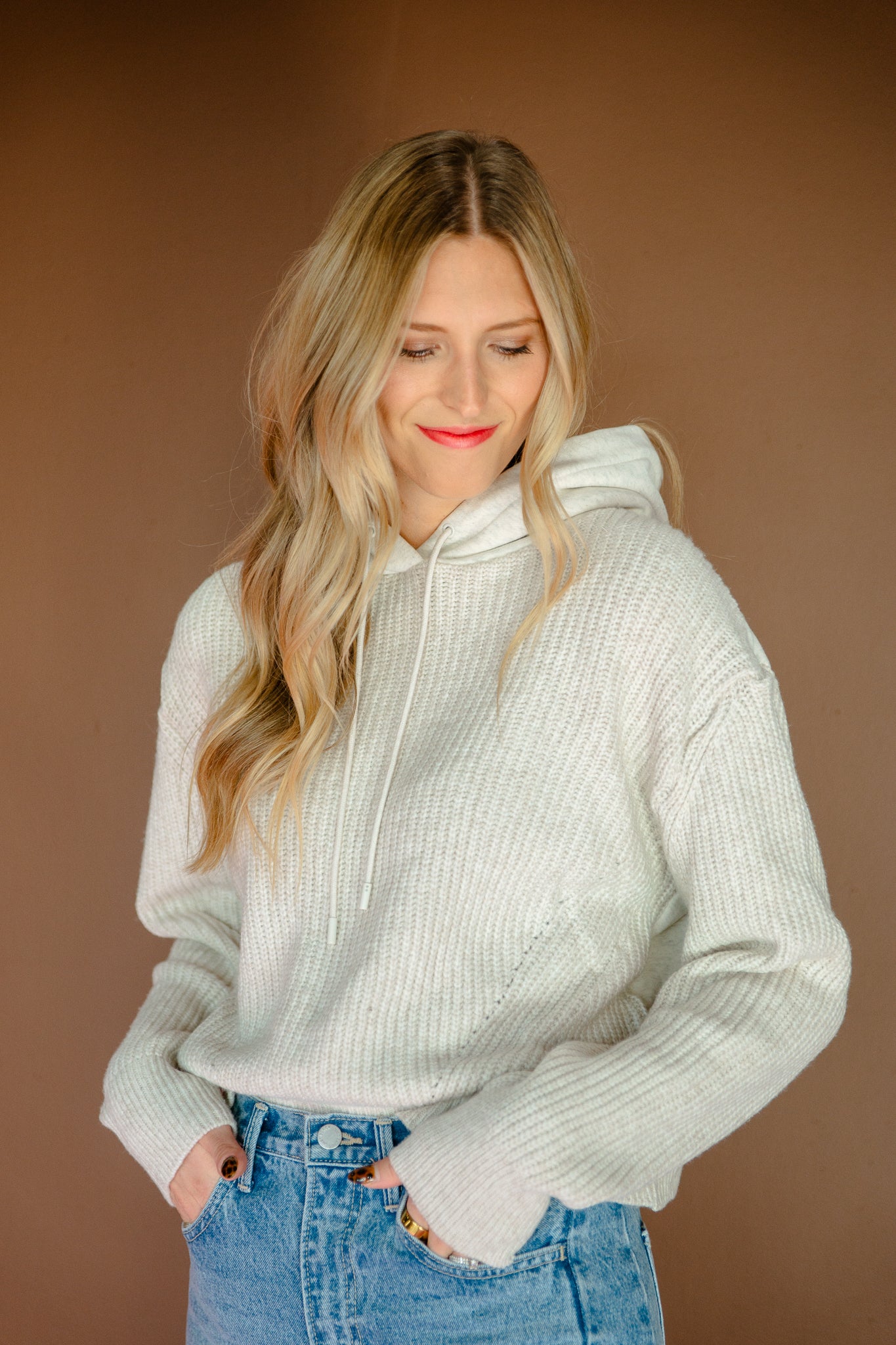 Nellie Knit Hooded Sweater - Oatmeal