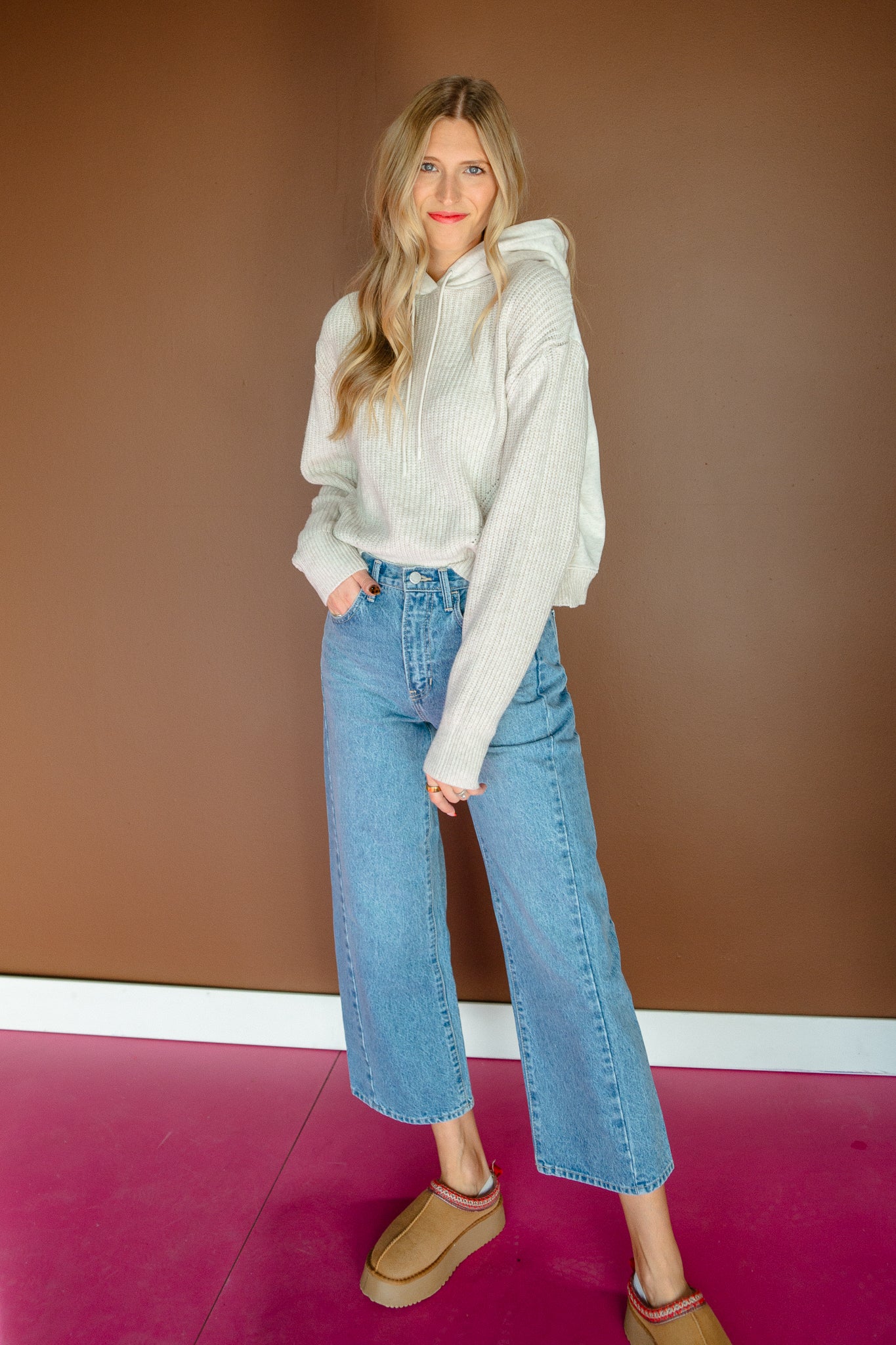 Nellie Knit Hooded Sweater - Oatmeal