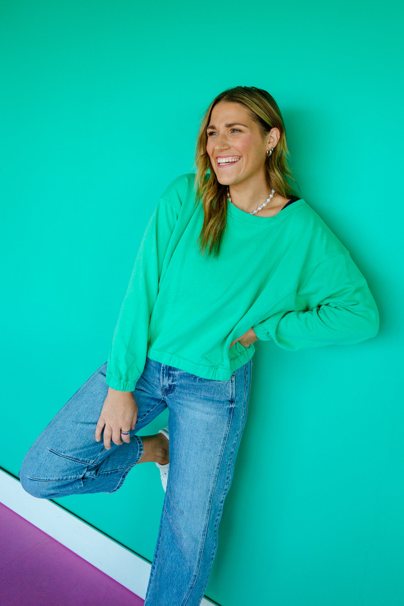 Greenly Boxy Sweatshirt - Jade