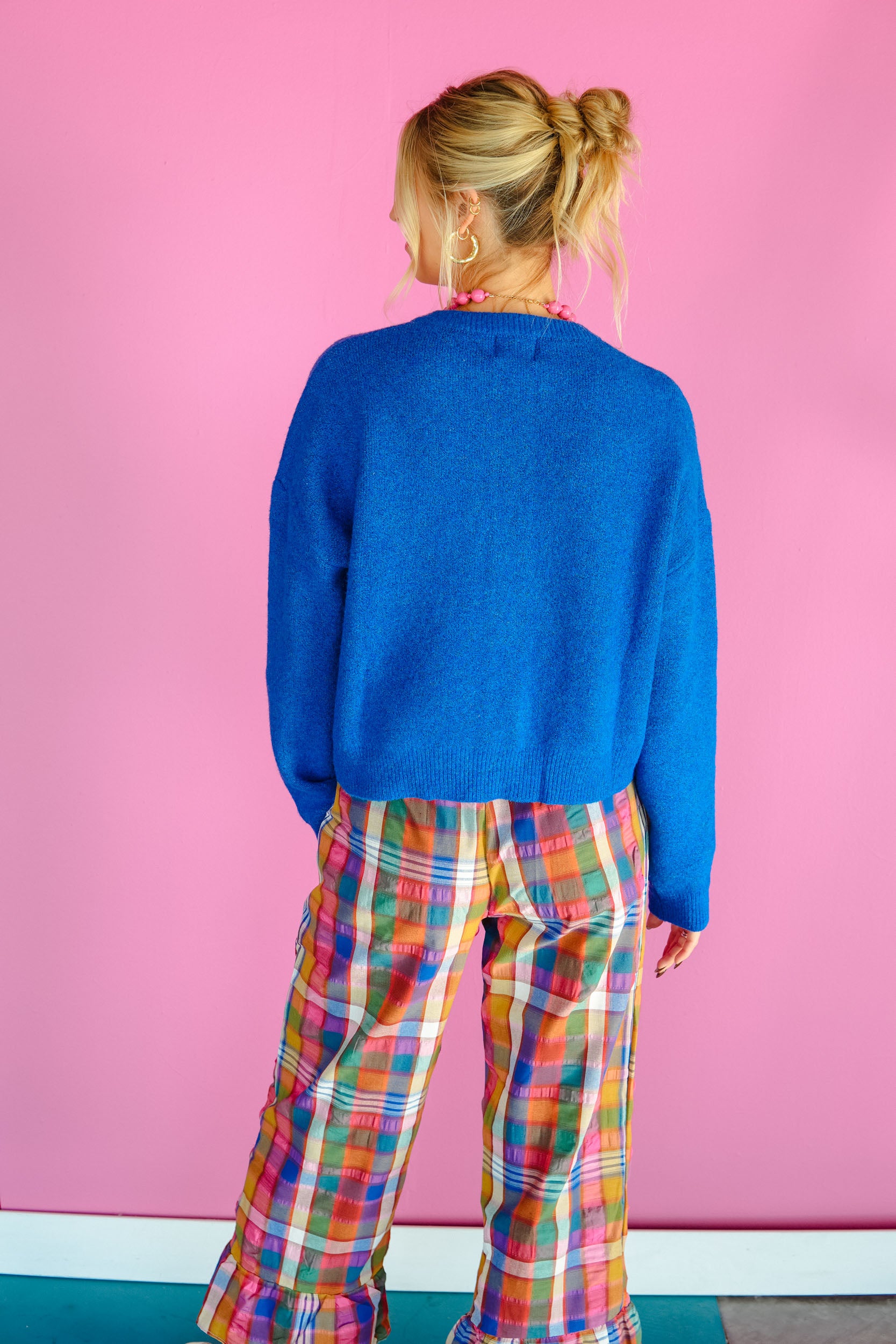 Crisp Comfort Button Cardigan - Royal Blue
