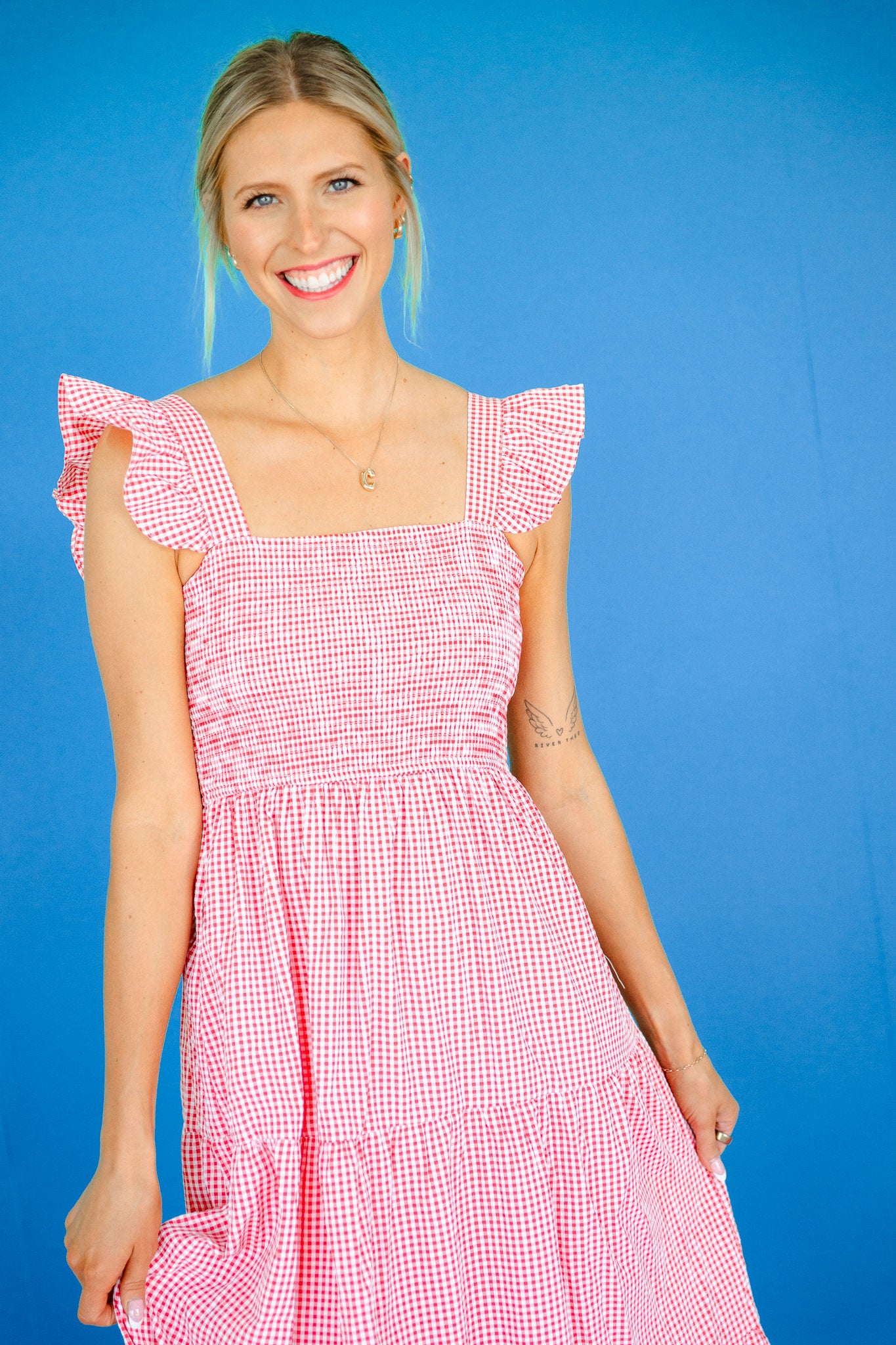 Vivianna Smocked Maxi Dress - Coral Red