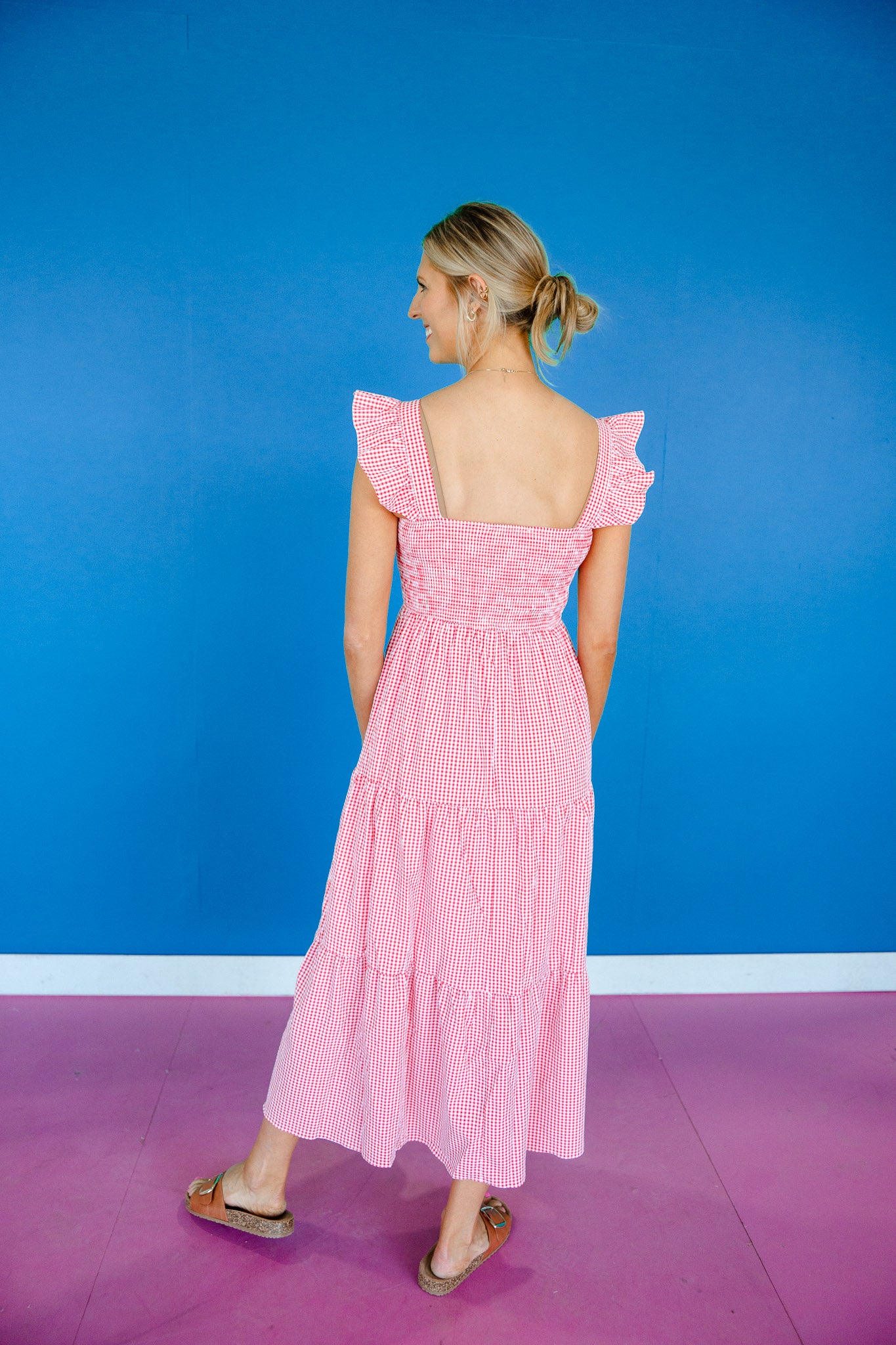 Vivianna Smocked Maxi Dress - Coral Red