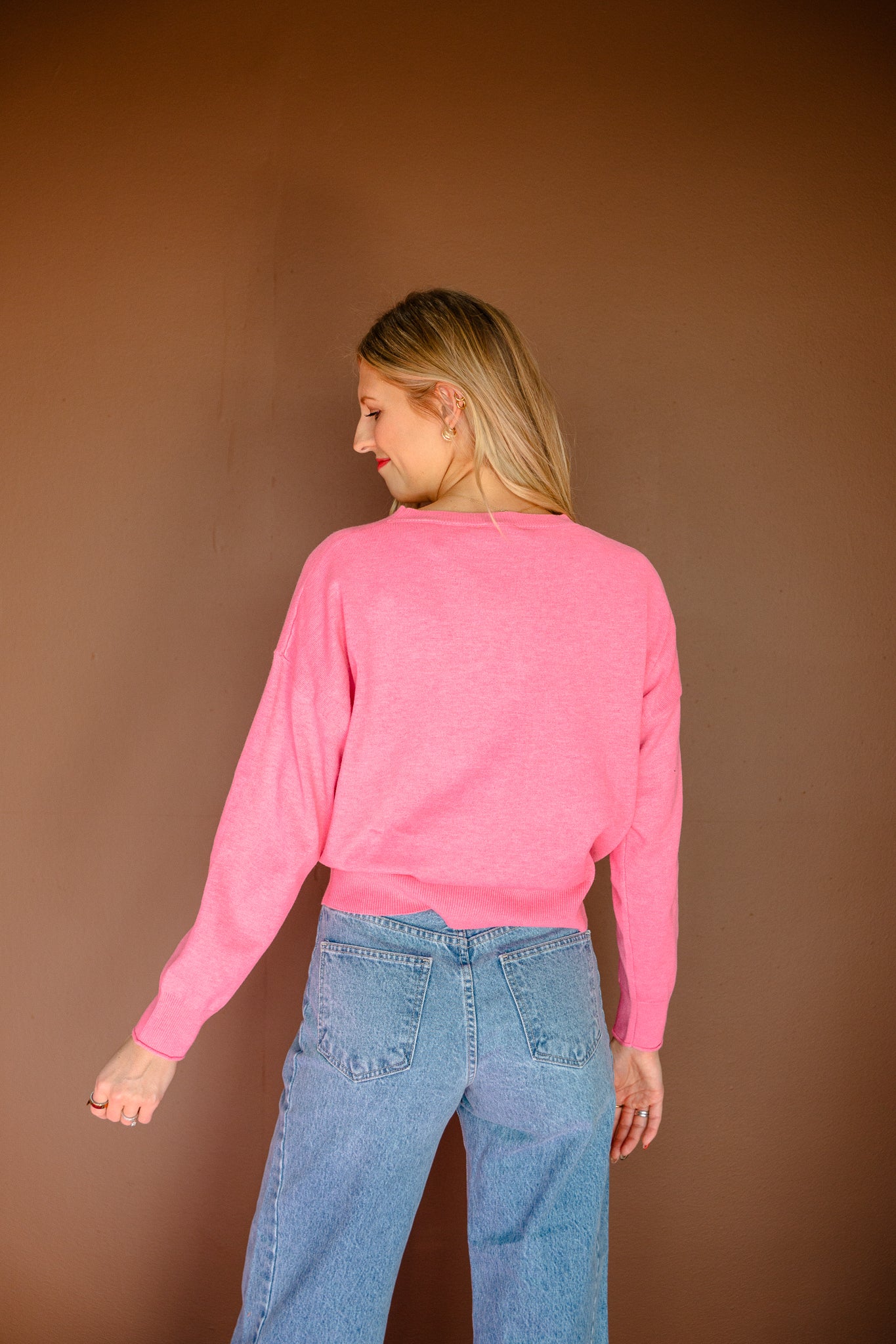 Hollie Graphic Crewneck Sweater - Spring Pink