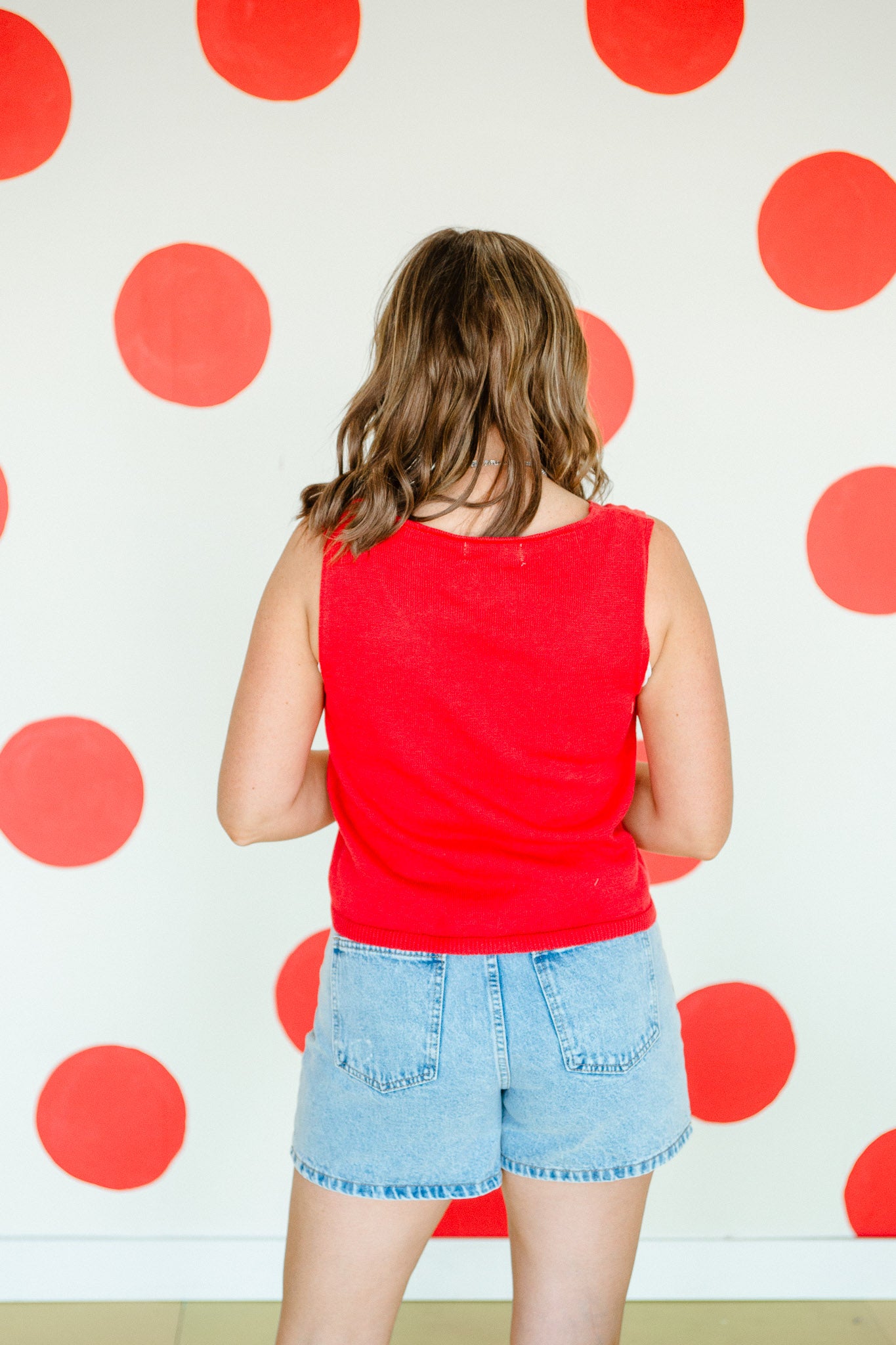 Mimi Front Tie Vest - Coral Red