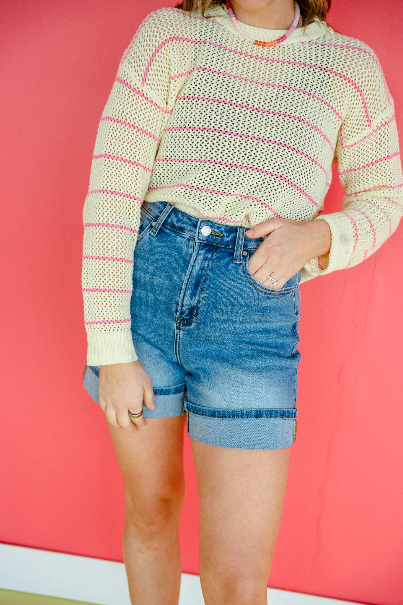 Dillon High Waist Denim Shorts - Medium Wash