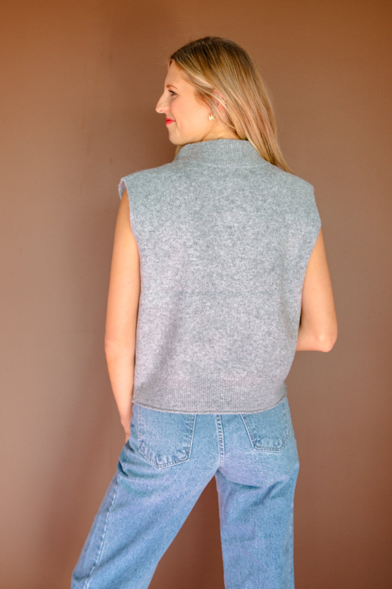 Marissa Zip Up Sweater Vest - Dove Grey