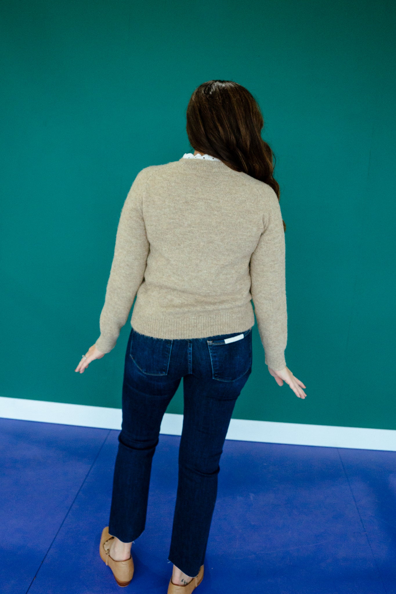 Joline Lace Detail Sweater - Beige + Cream