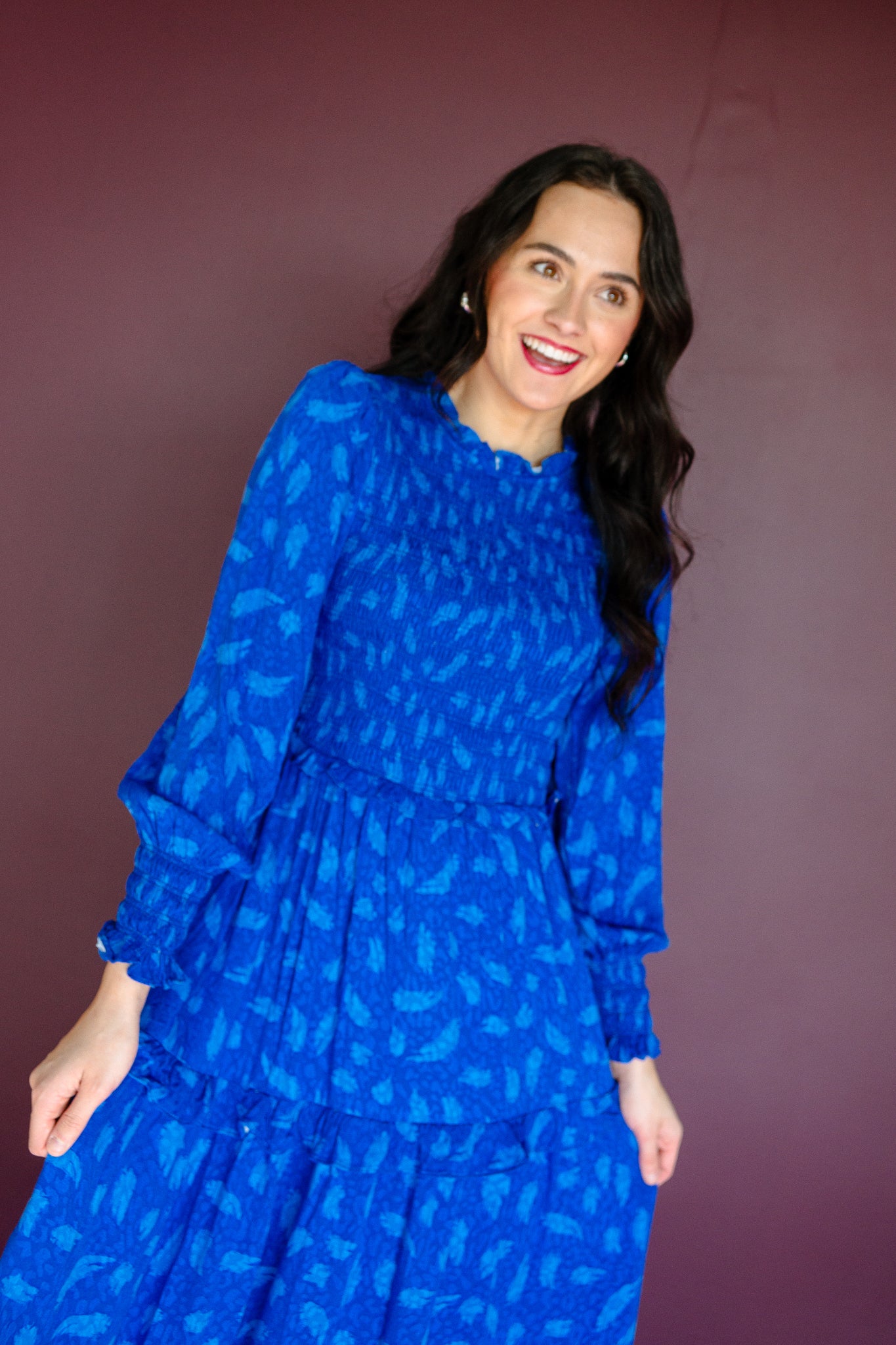 Darling Smocked Midi Dress - Royal Blue