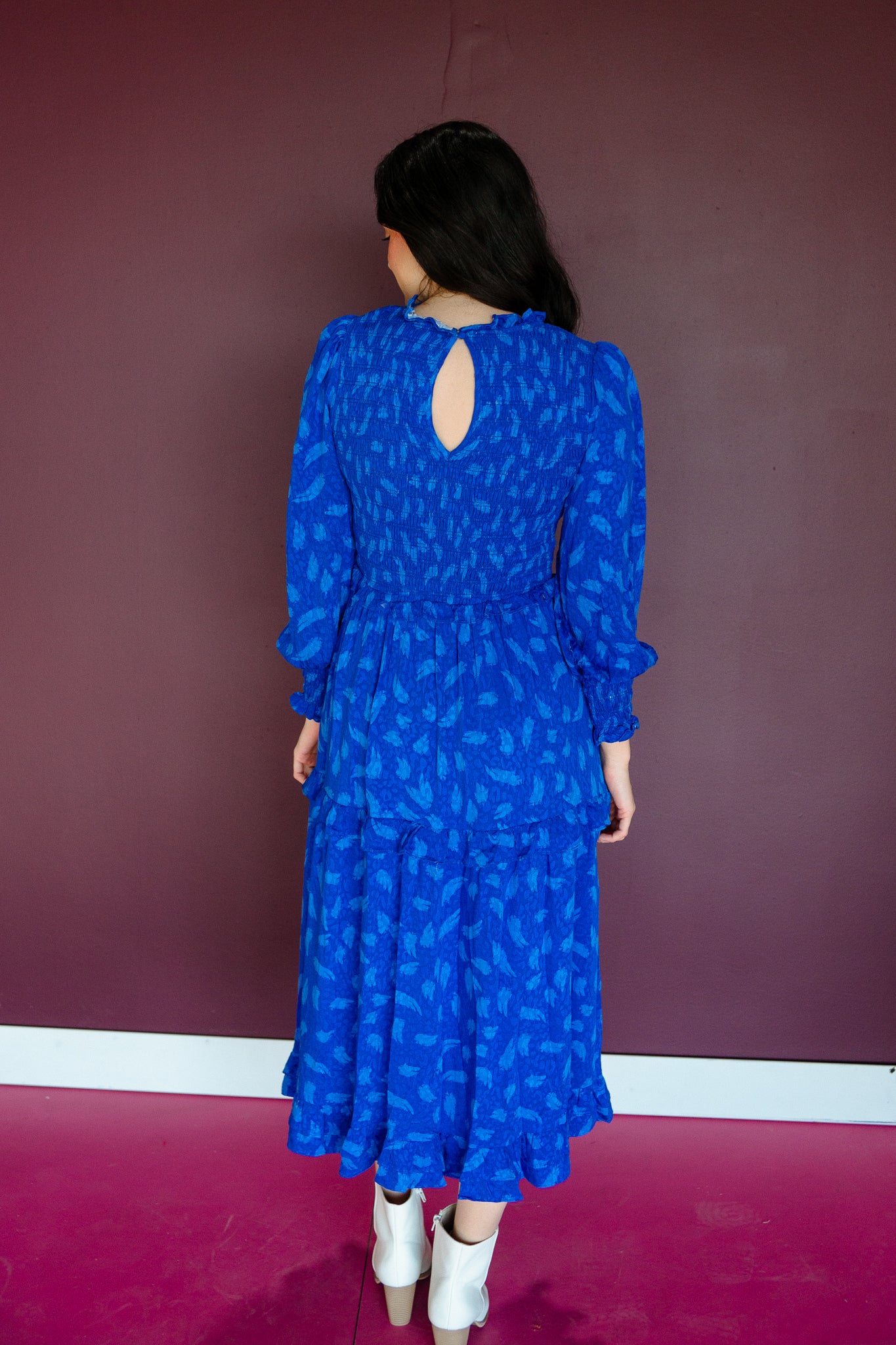 Darling Smocked Midi Dress - Royal Blue