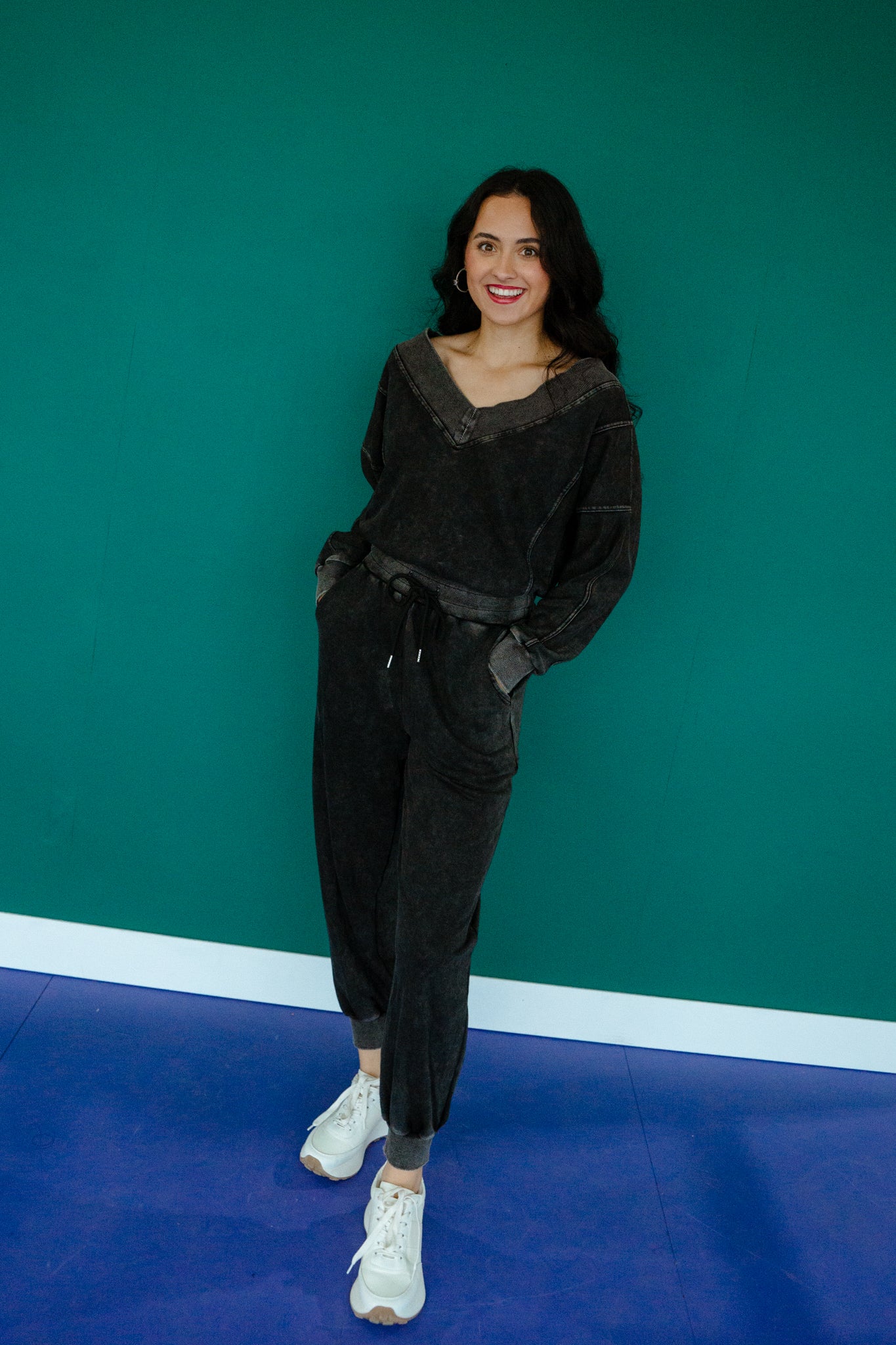 Angie Long Sleeve Jumpsuit - Black